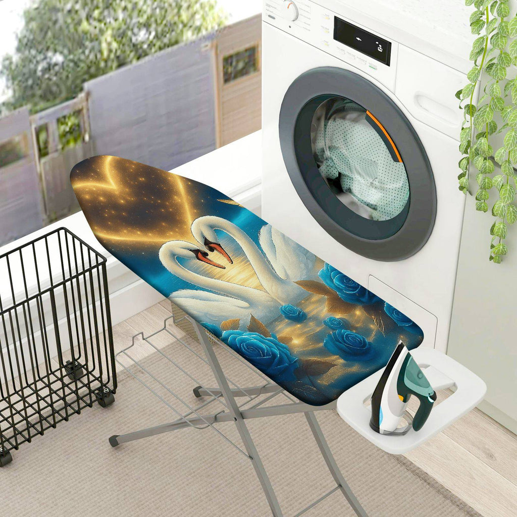 1-Piece Swan Blue Rose Starry  Ironing Board Cover, Universal Size, Without Board