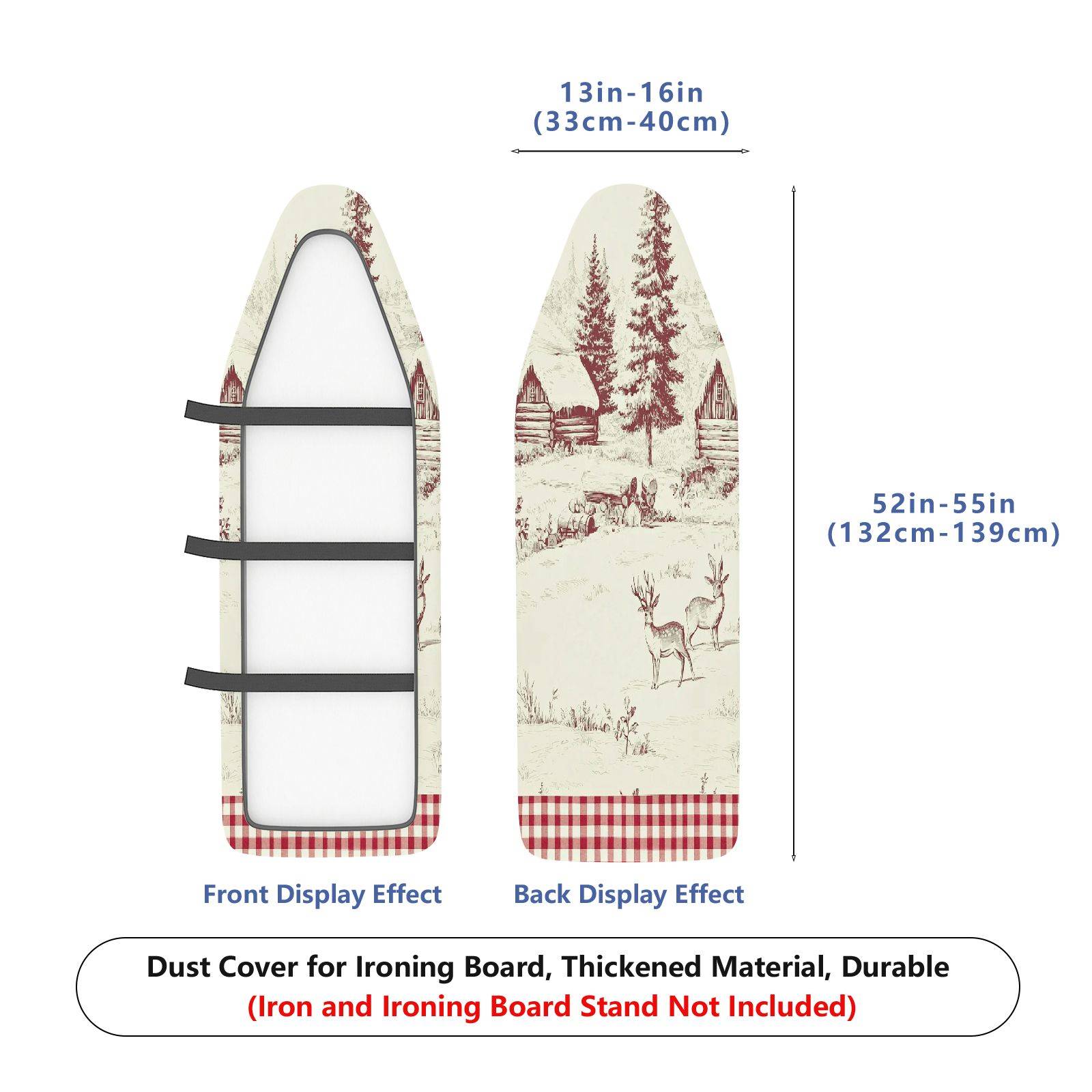 1-Piece Forest Cabin Deer Retro  Ironing Board Cover, Universal Size, Without Board