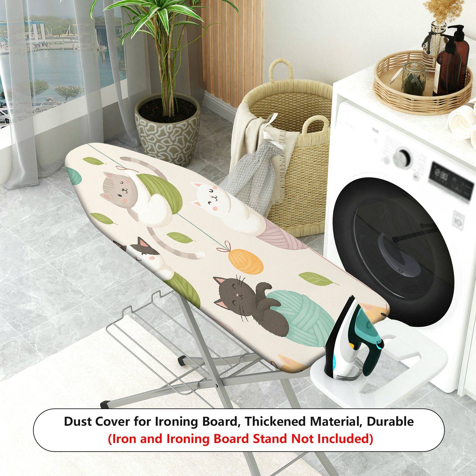 1-Piece Cat Yarn Playful  Ironing Board Cover, Universal Size, Without Board