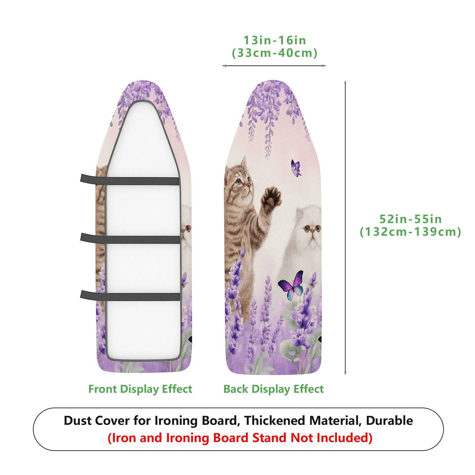 1-Piece Cat Butterfly Lavender  Ironing Board Cover, Universal Size, Without Board