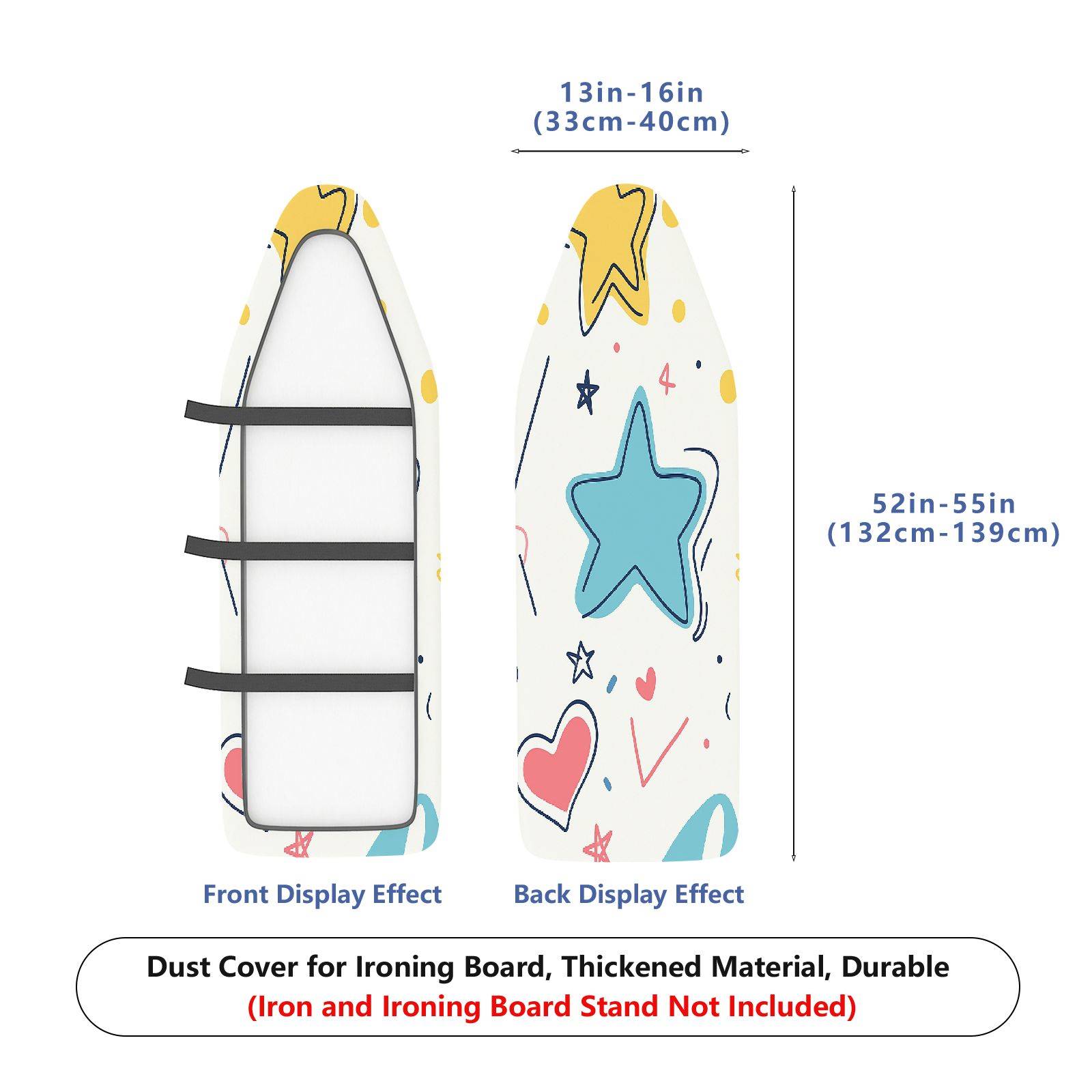 1-Piece Star Heart Pattern Abstract Art  Ironing Board Cover, Universal Size, Without Board