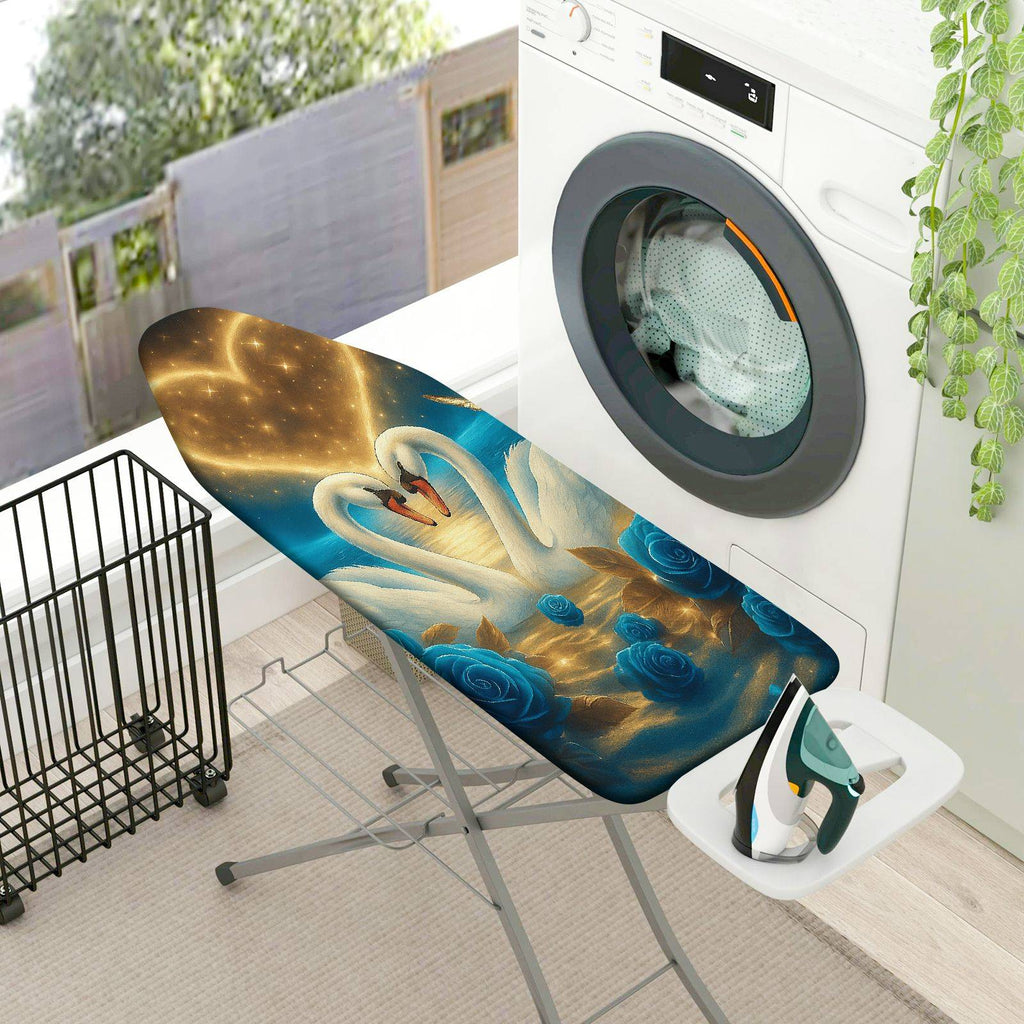 1-Piece Swan Blue Rose Starry  Ironing Board Cover, Universal Size, Without Board