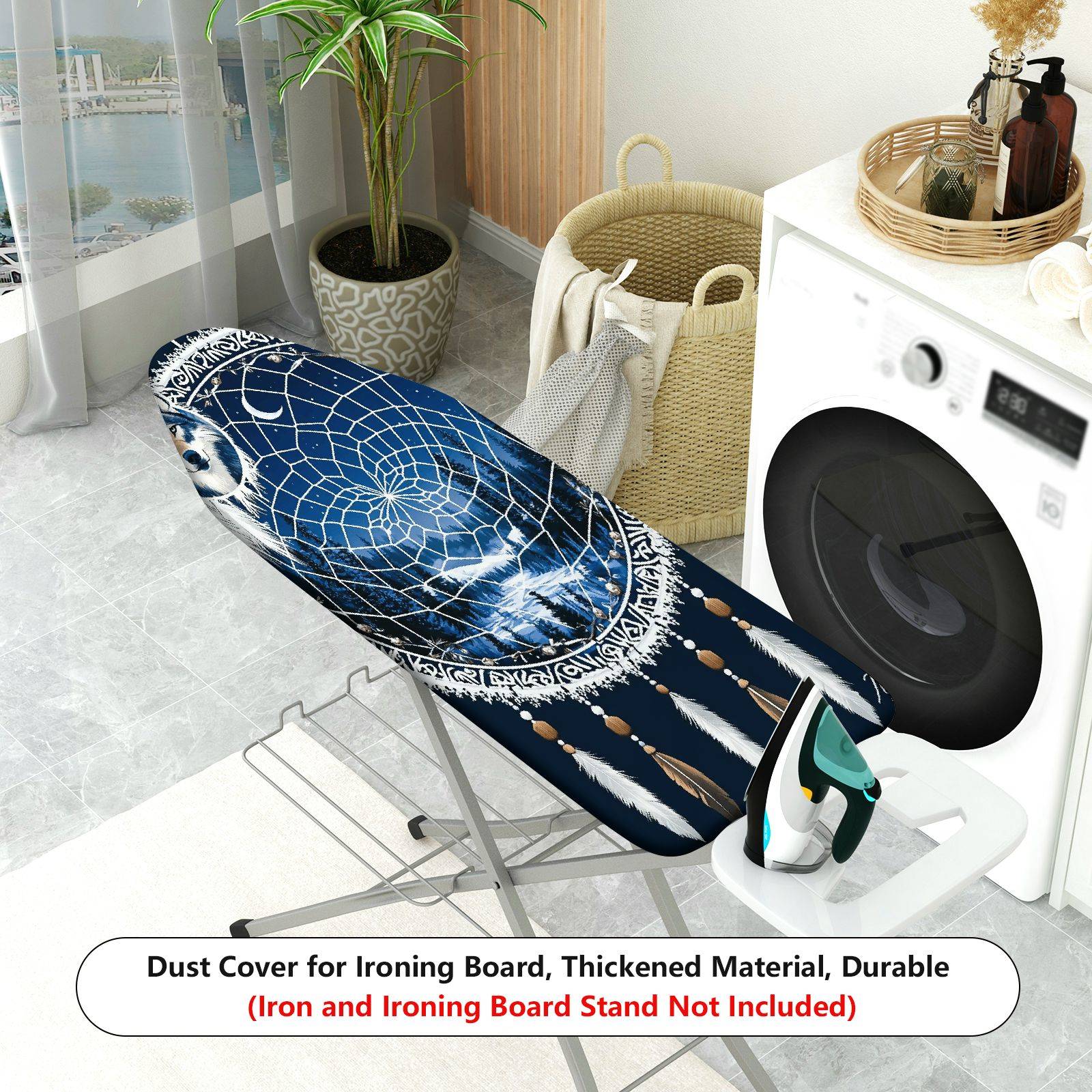 1-Piece Dreamcatcher Wolf Mountain Lunar  Ironing Board Cover, Universal Size, Without Board