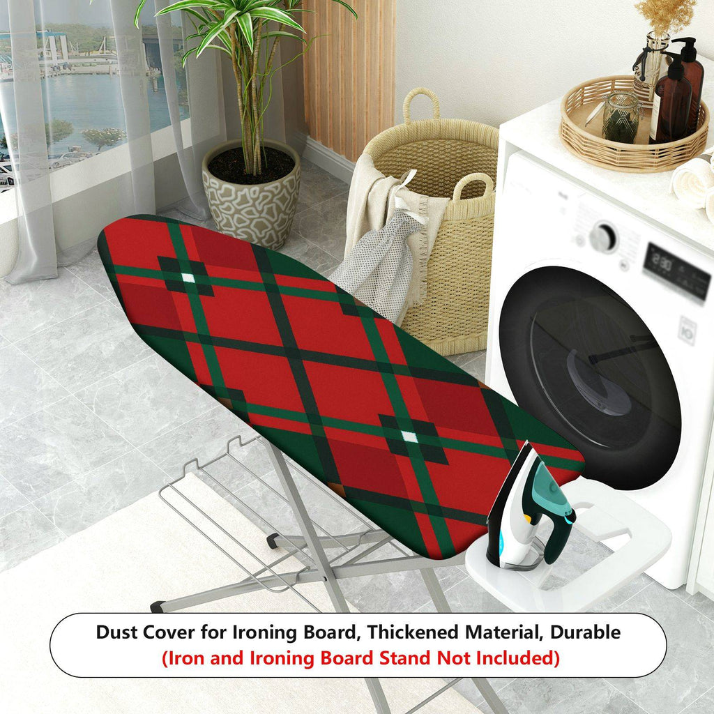1-Piece Red Green Plaid Christmas  Ironing Board Cover, Universal Size, Without Board