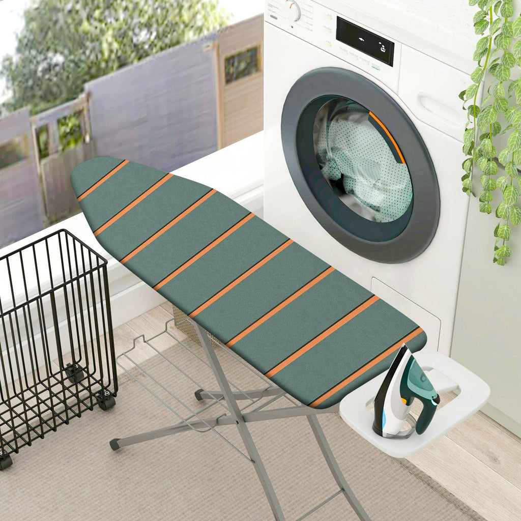 1-Piece Striped Green Orange Stylish  Ironing Board Cover, Universal Size, Without Board