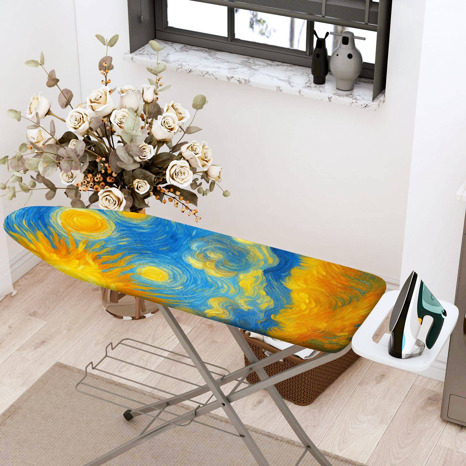 1-Piece Starry Night Van Gogh Painting Print Art  Ironing Board Cover, Universal Size, Without Board