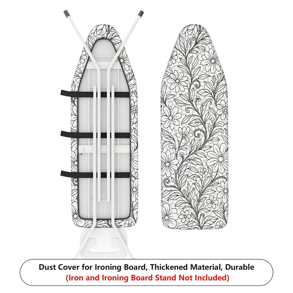 1-Piece Floral Pattern Leaf Design Black and White  Ironing Board Cover, Universal Size, Without Board