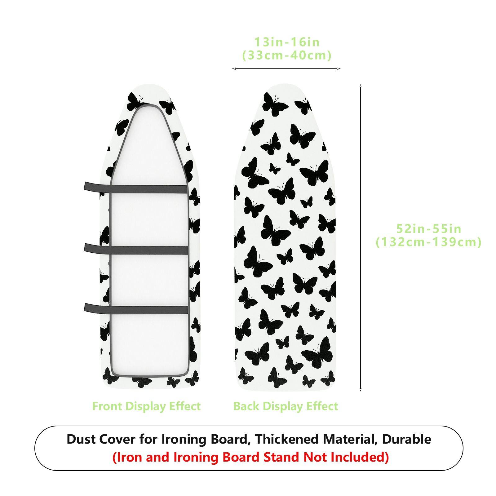 1-Piece Butterfly Pattern Black And White Elegant  Ironing Board Cover, Universal Size, Without Board