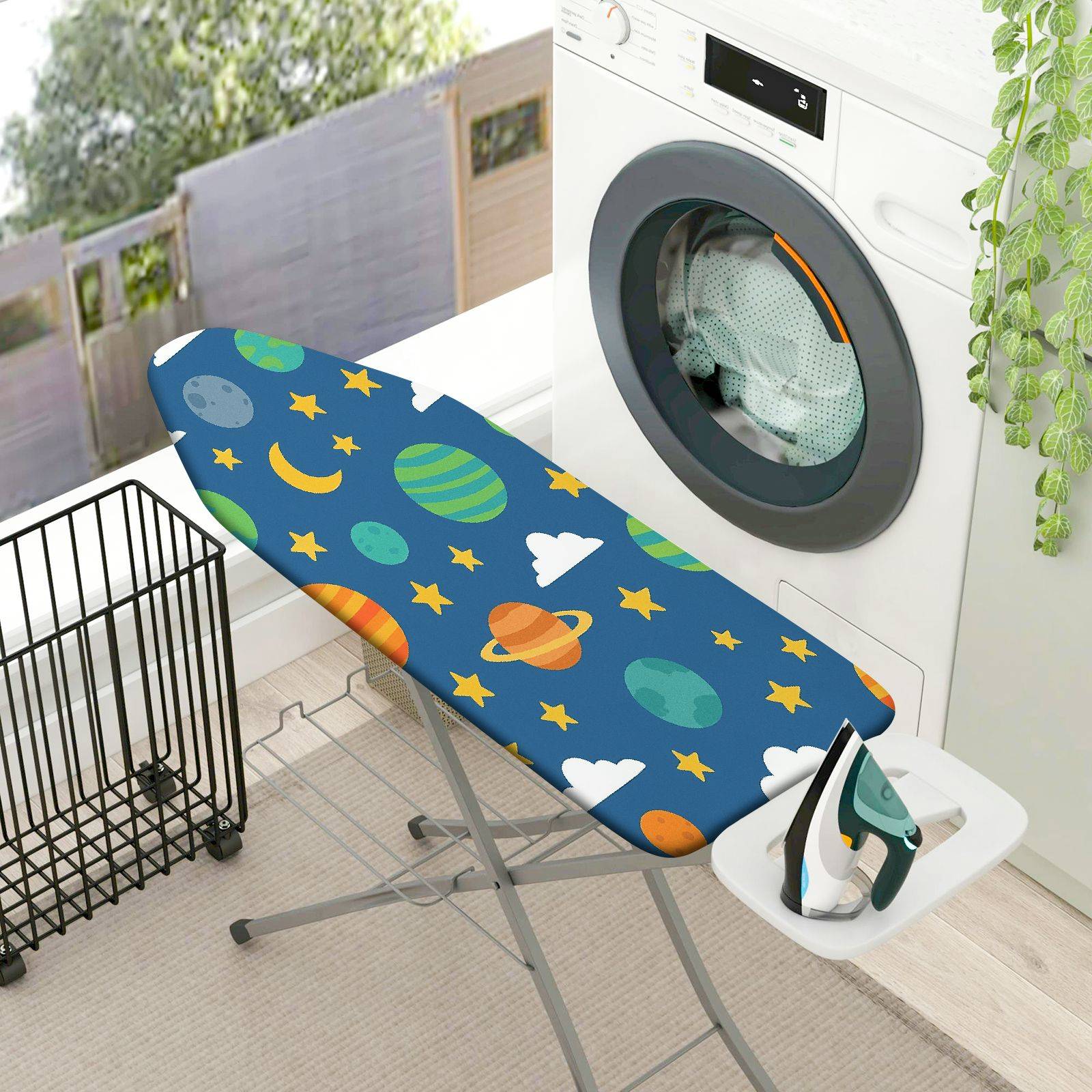 1-Piece Space Stars Planets  Ironing Board Cover, Universal Size, Without Board