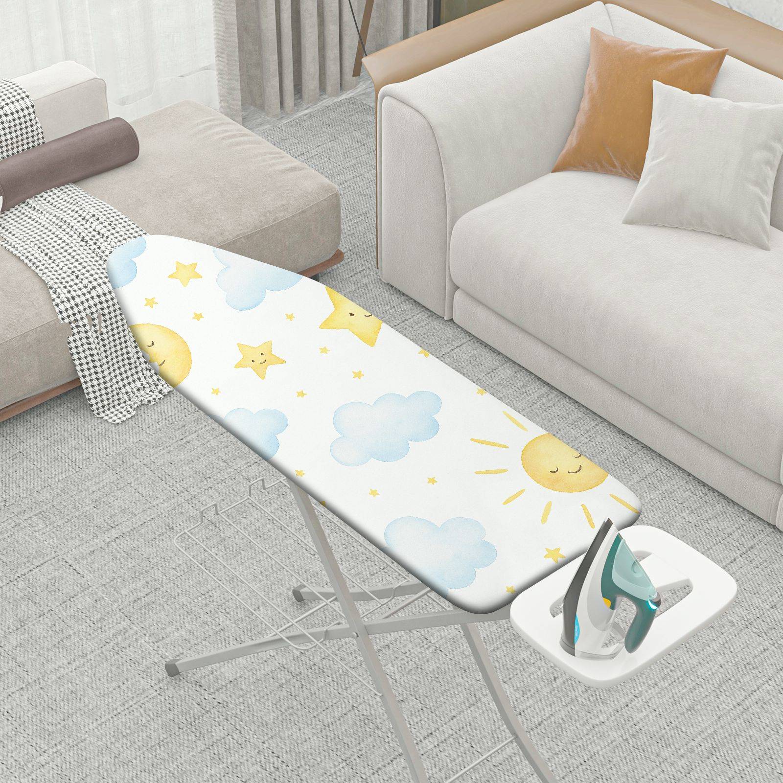 1-Piece Sun Moon Star  Ironing Board Cover, Universal Size, Without Board