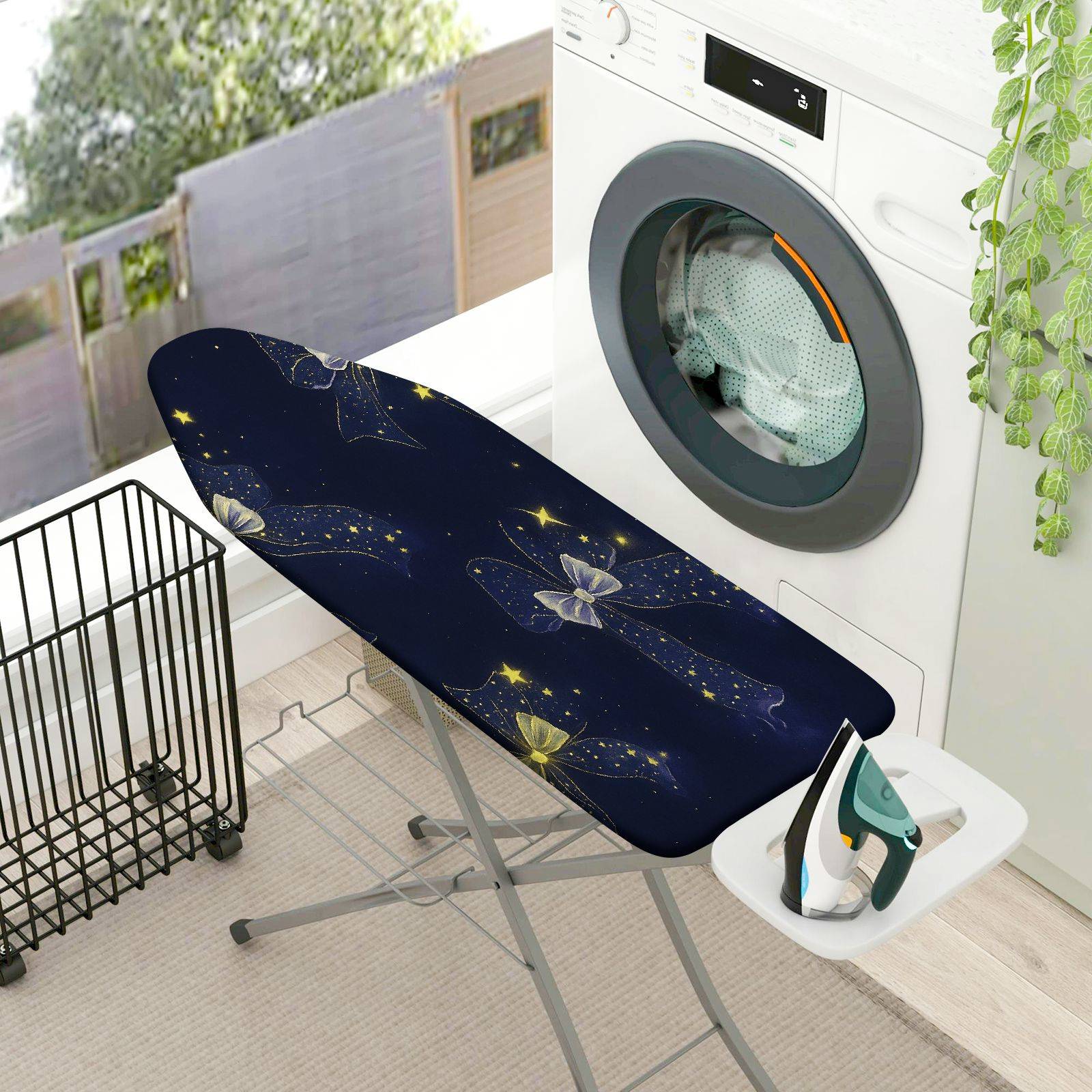 1-Piece Starry Ribbon Twinkle Blue  Ironing Board Cover, Universal Size, Without Board