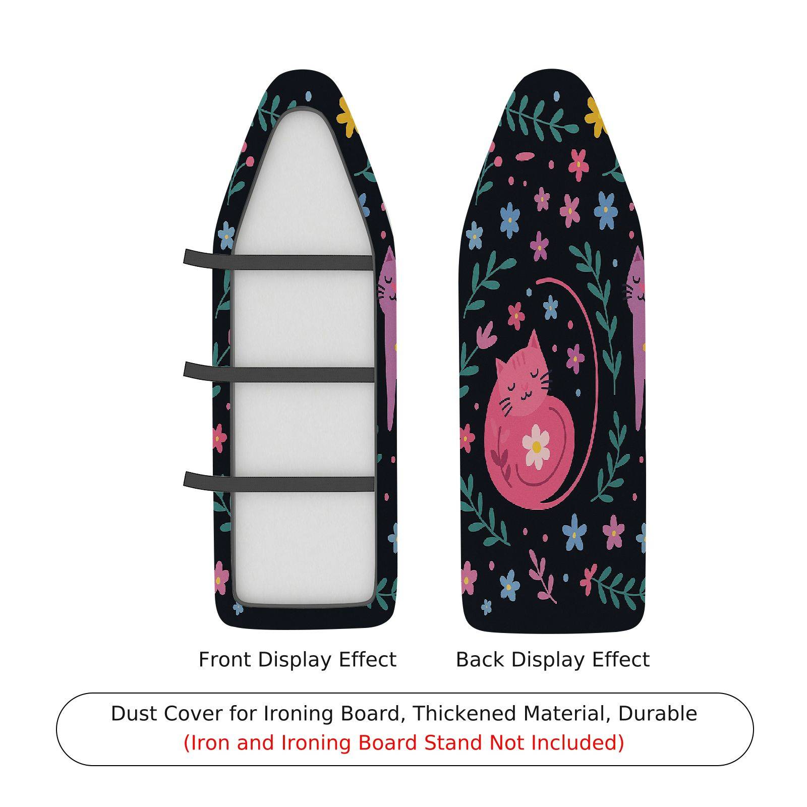 1-Piece Cat Floral Pattern  Ironing Board Cover, Universal Size, Without Board