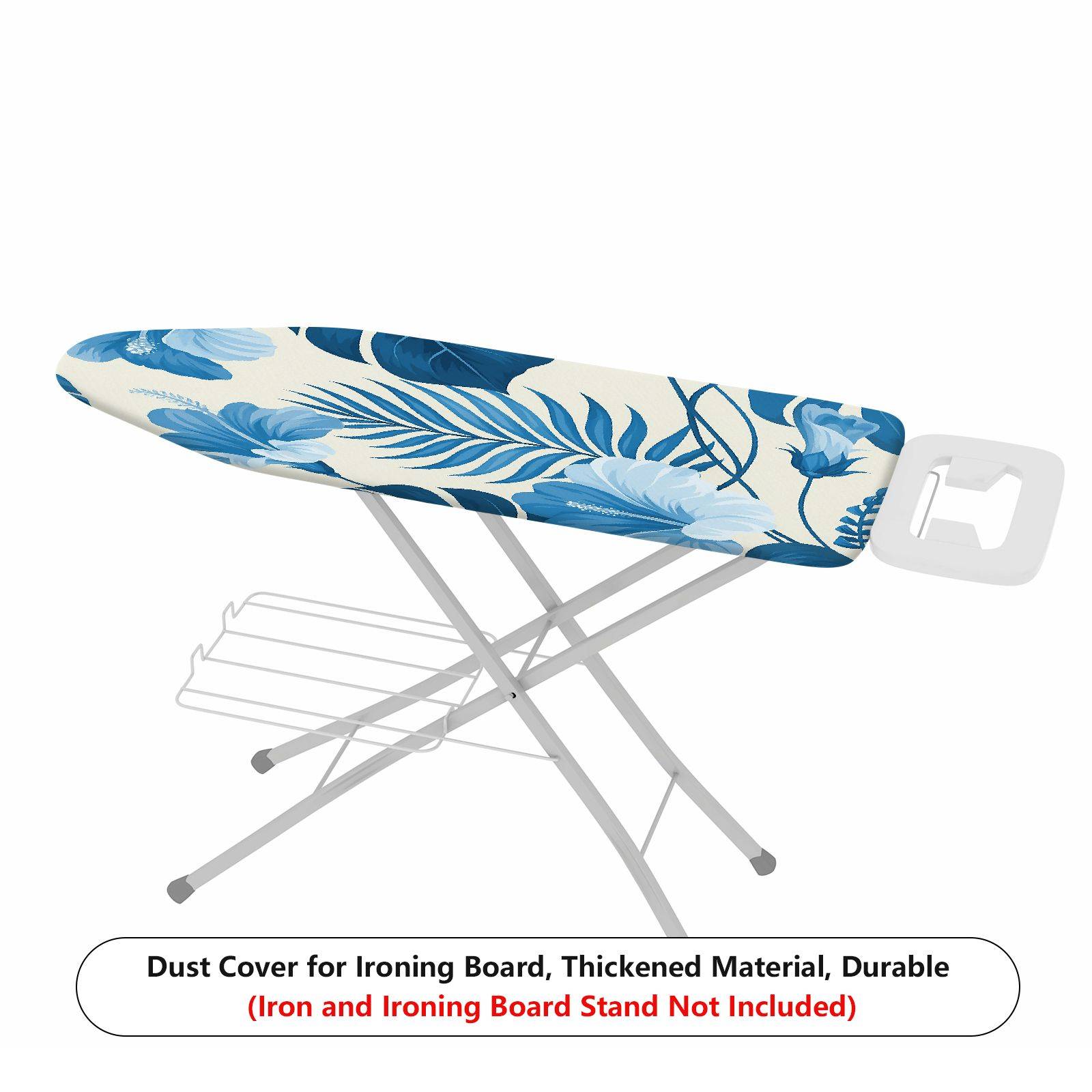 1-Piece Tropical Feathers Floral Blue Design  Ironing Board Cover, Universal Size, Without Board