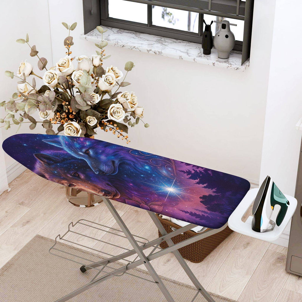 1-Piece Starry Wolf Universe Woodland  Ironing Board Cover, Universal Size, Without Board