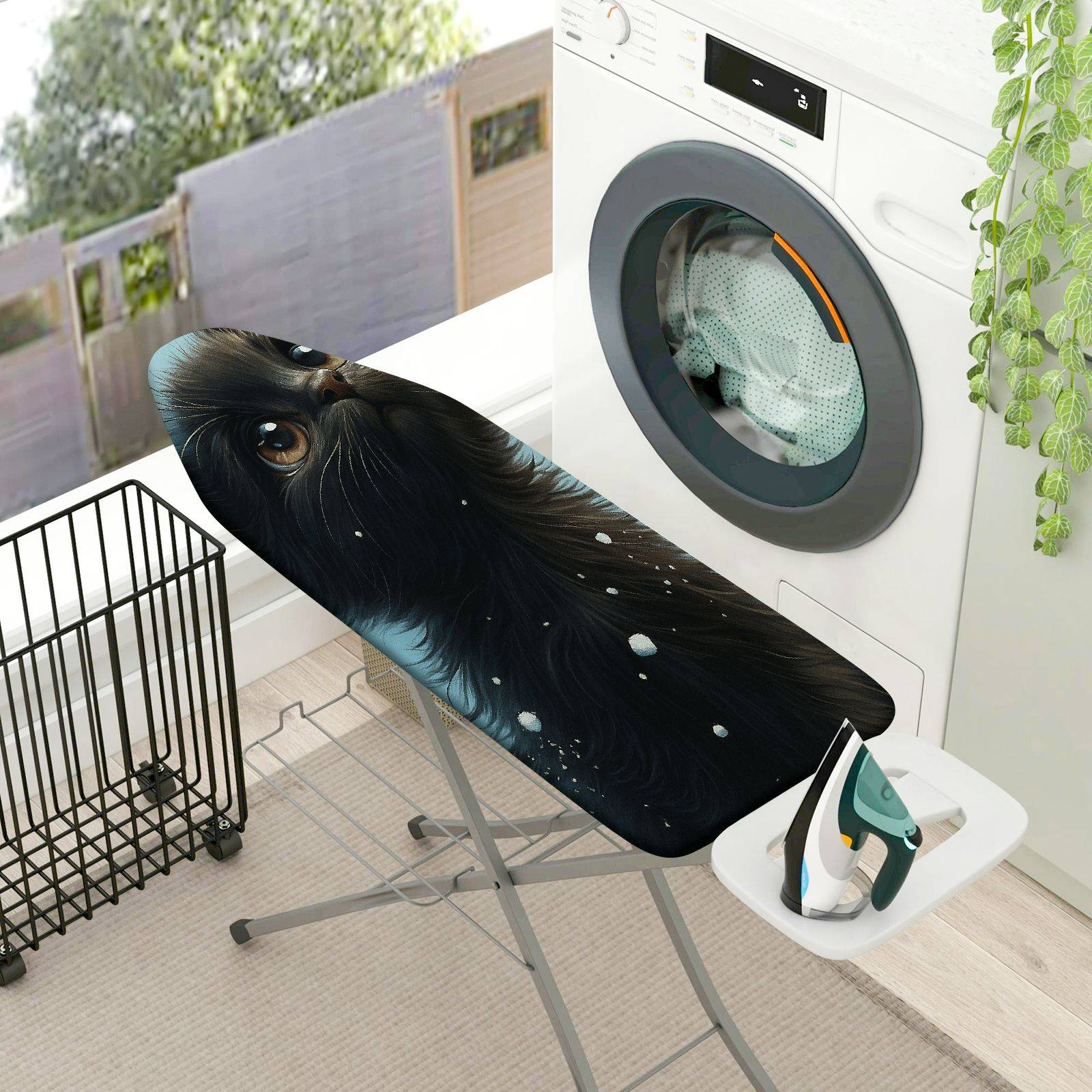 1-Piece Artistic Black Cat Starry  Ironing Board Cover, Universal Size, Without Board