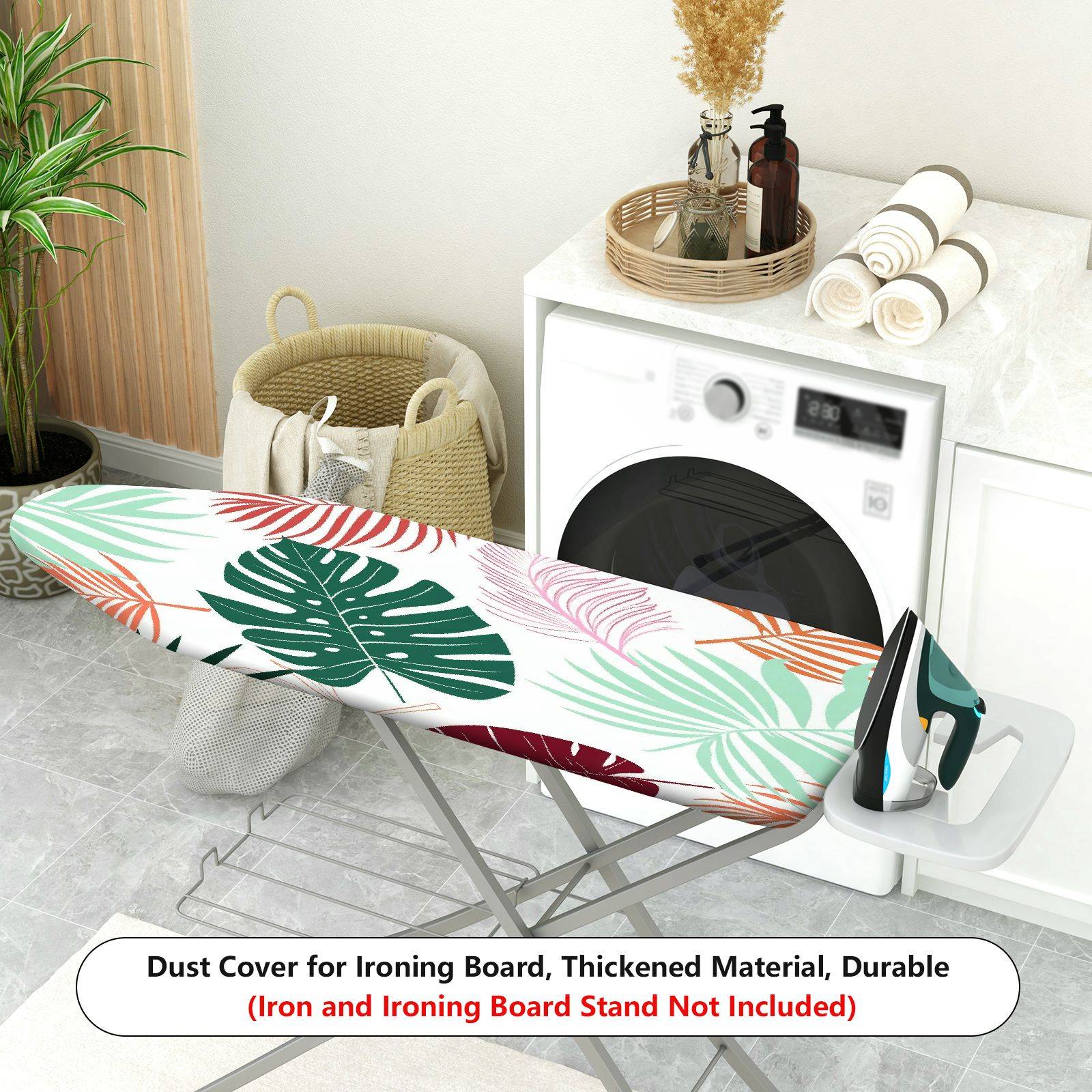 1-Piece Tropical Leaves Floral Nature  Ironing Board Cover, Universal Size, Without Board