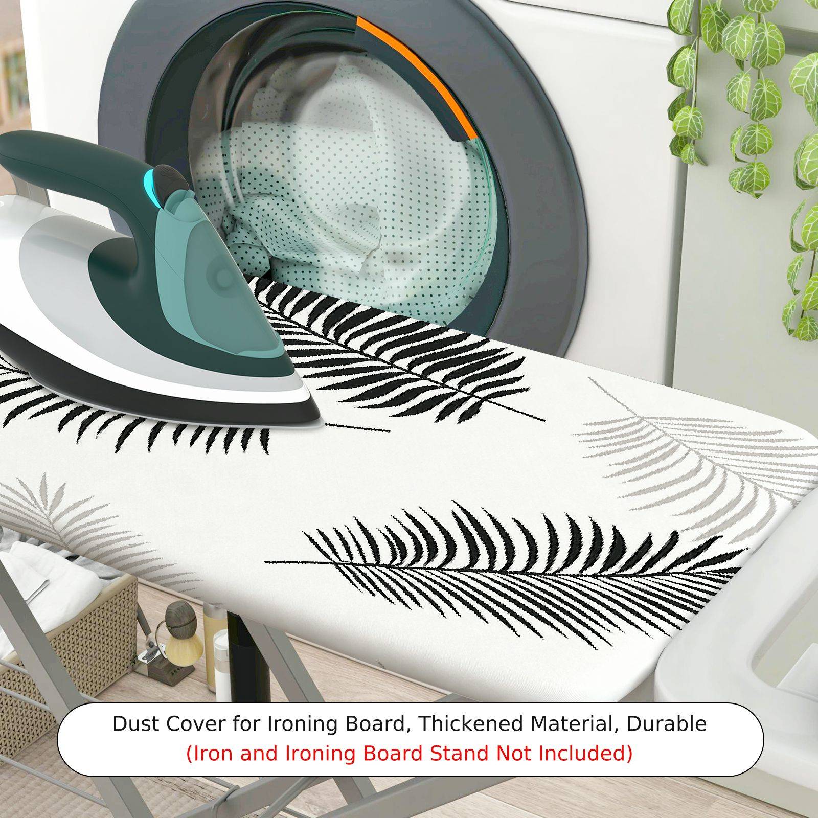 1-Piece Tropical Leaf Minimalist Natural  Ironing Board Cover, Universal Size, Without Board