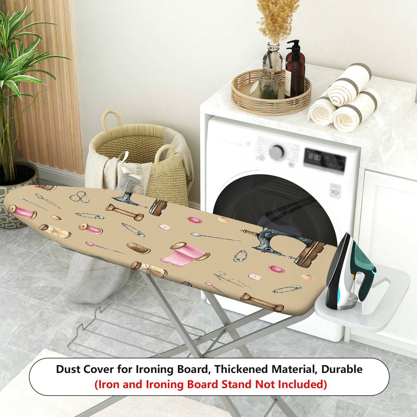 1-Piece Sewing Pattern Retro Style Beige  Ironing Board Cover, Universal Size, Without Board