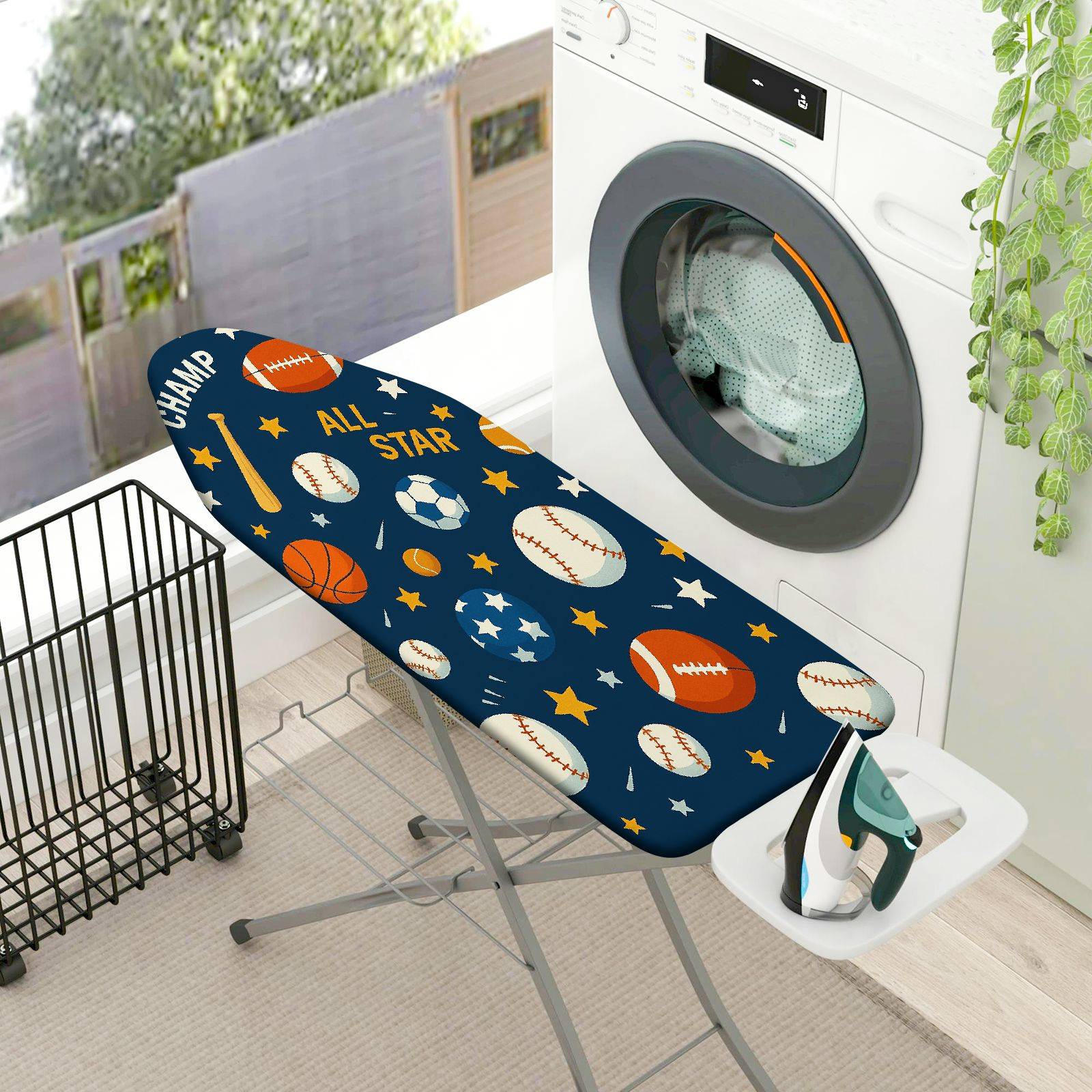1-Piece Sports Balls Stars  Ironing Board Cover, Universal Size, Without Board