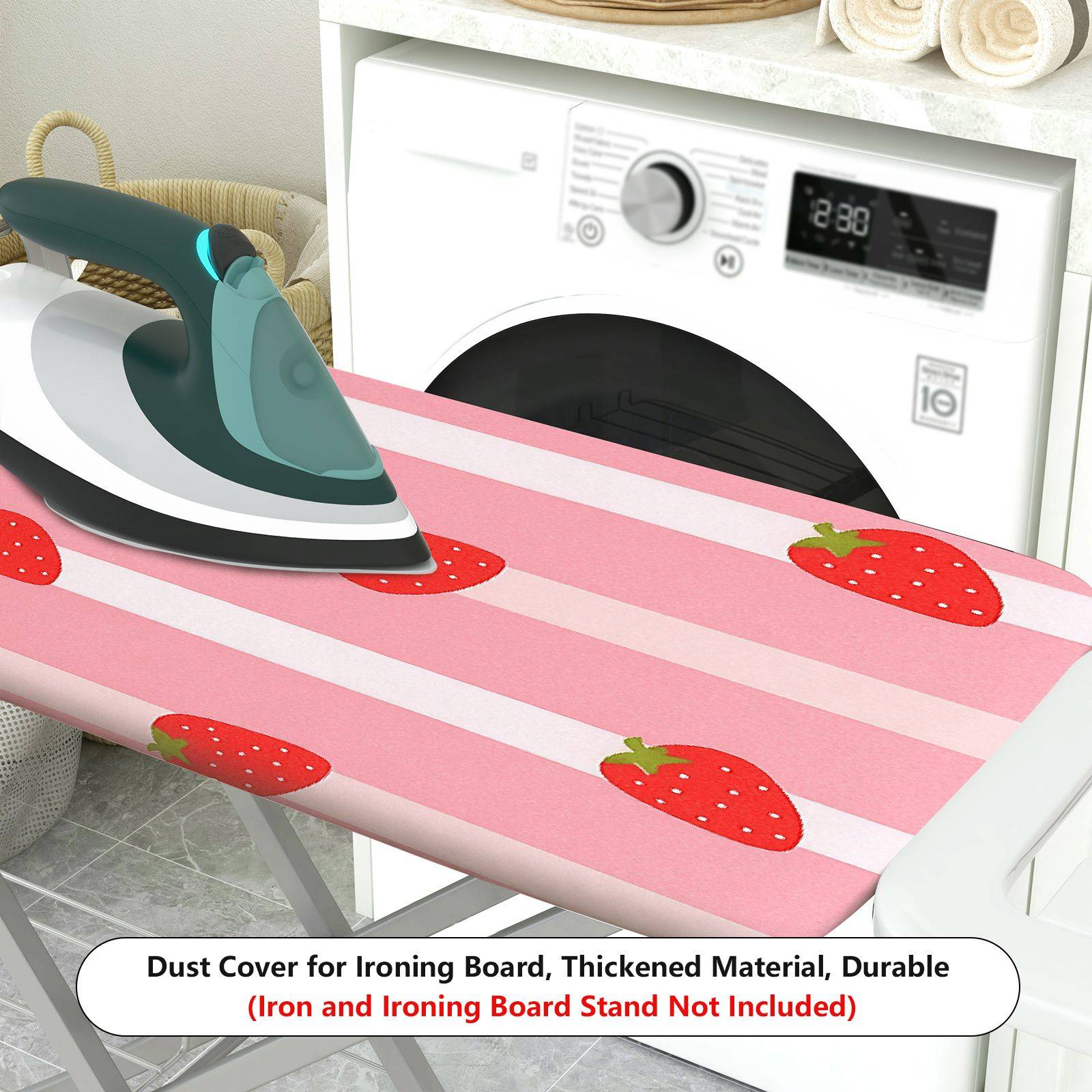 1-Piece Strawberry Pink Stripe Sweet  Ironing Board Cover, Universal Size, Without Board