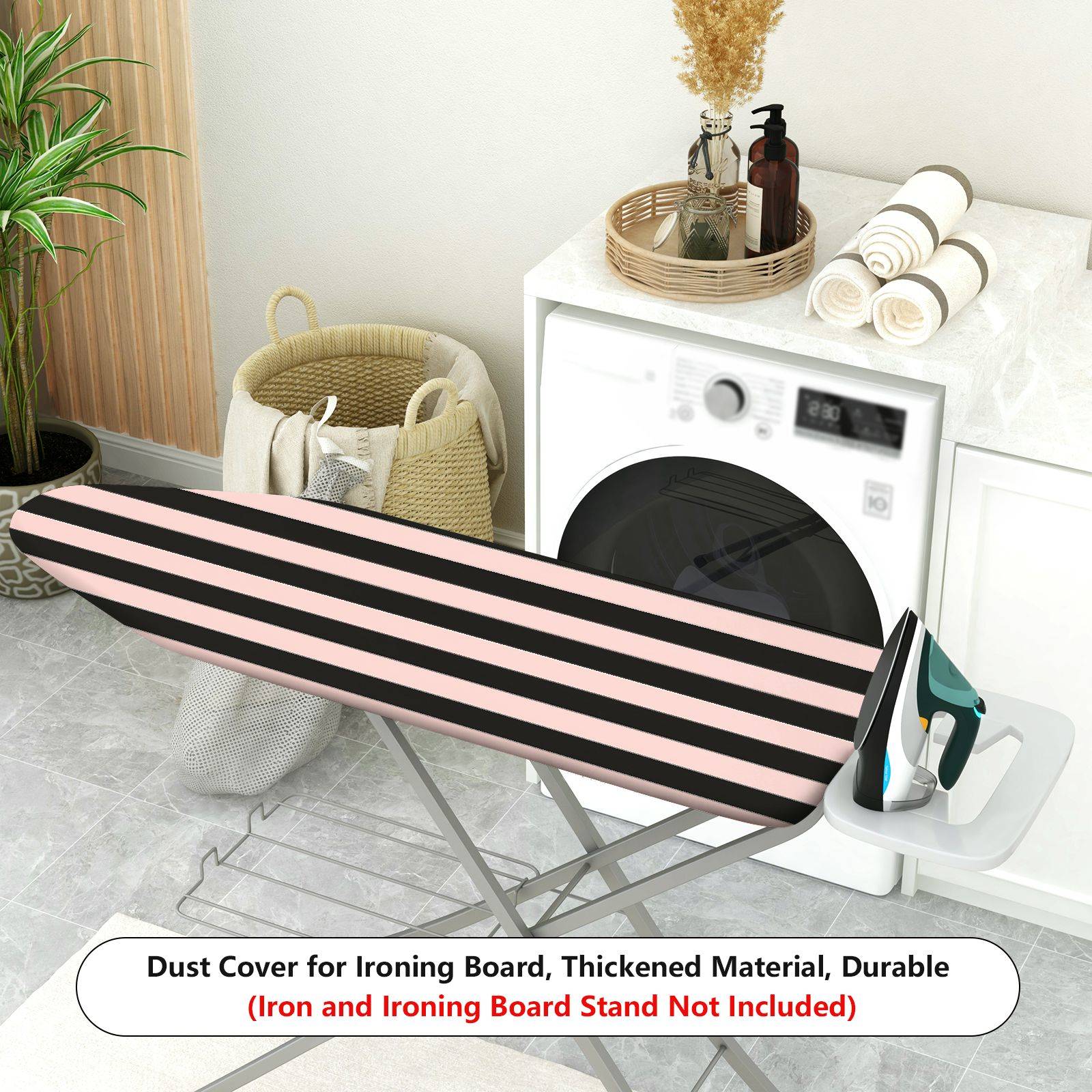 1-Piece Black Pink Striped Modern  Ironing Board Cover, Universal Size, Without Board
