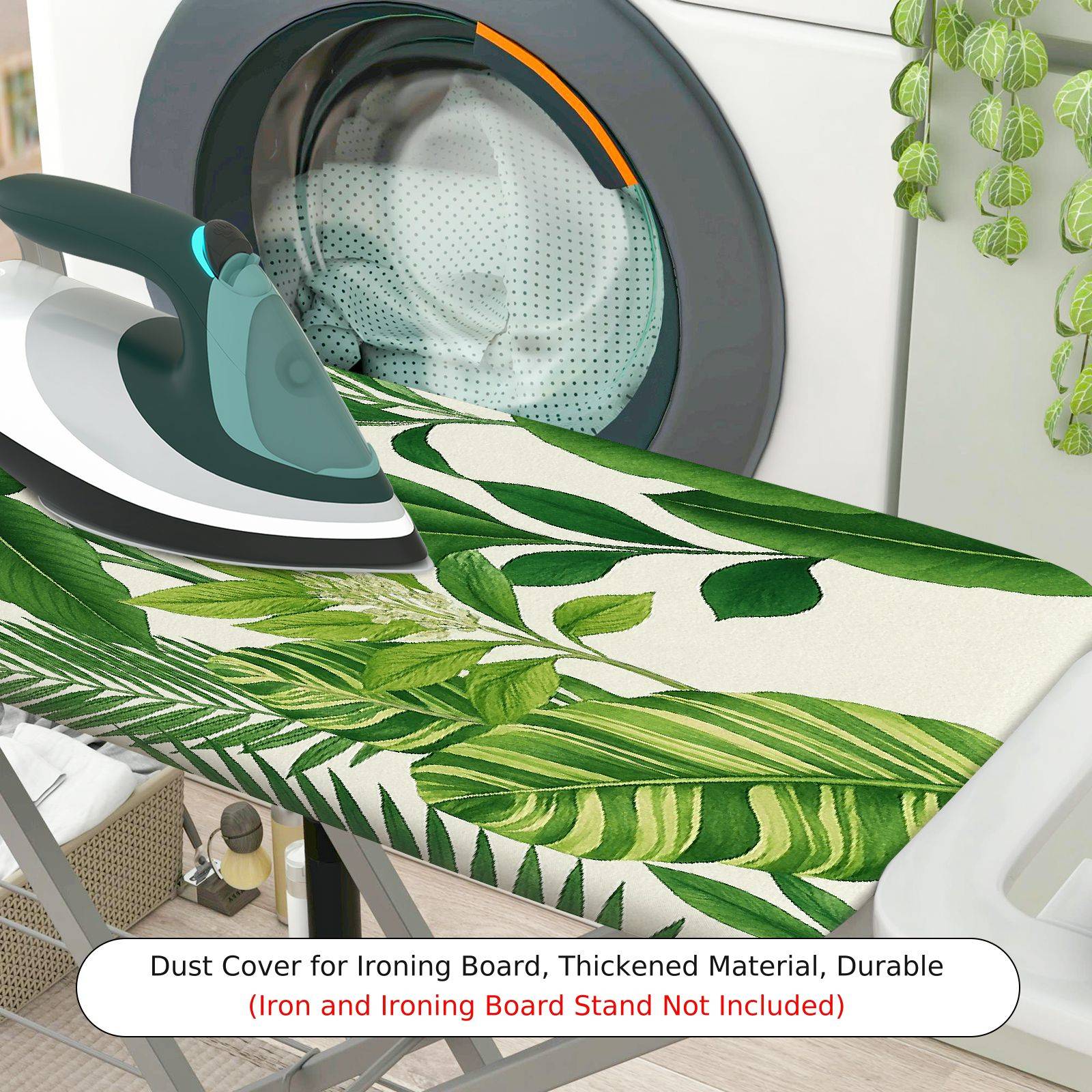 1-Piece Green Leaf Floral Tropical  Ironing Board Cover, Universal Size, Without Board