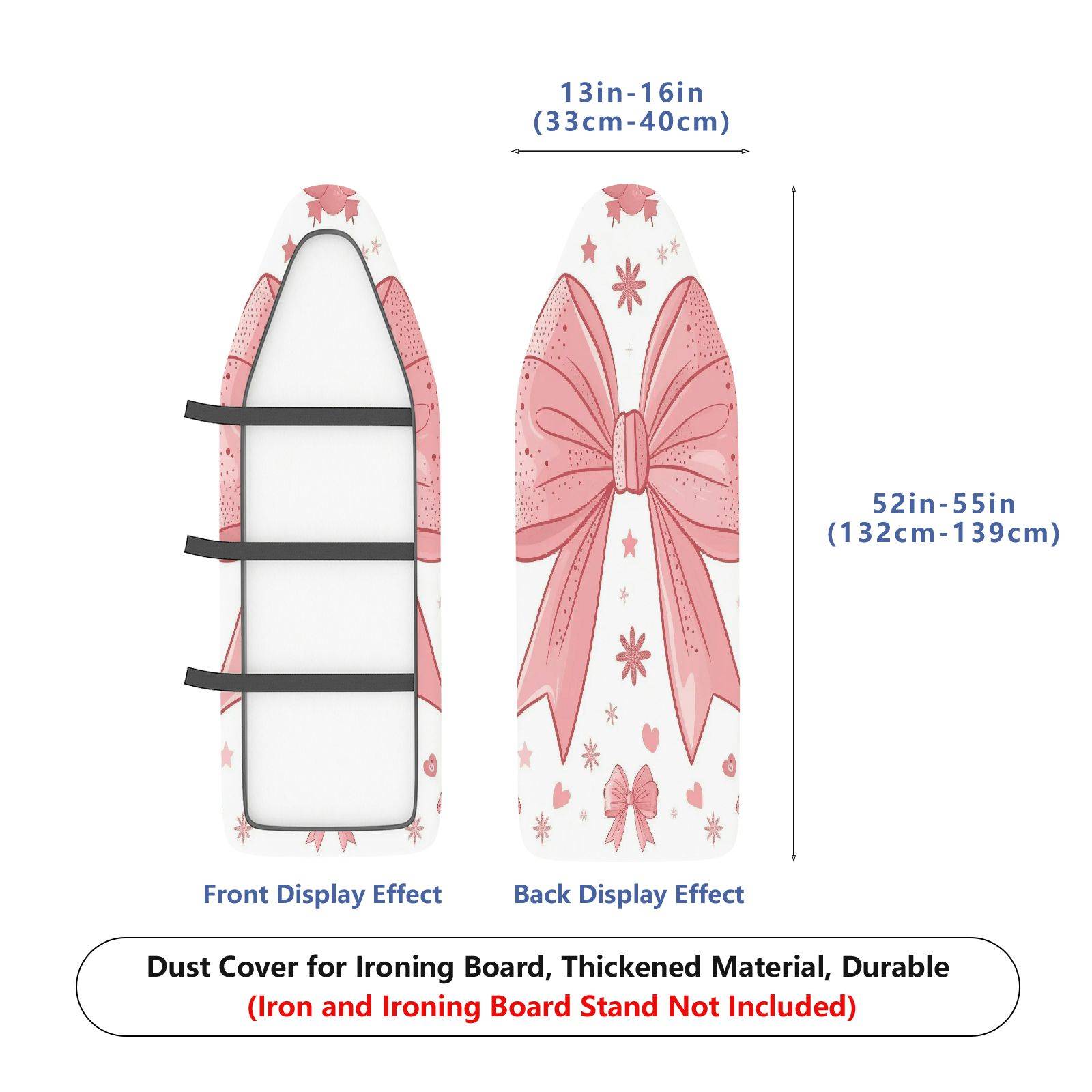 1-Piece Pink Ribbon Pattern Bow Star  Ironing Board Cover, Universal Size, Without Board