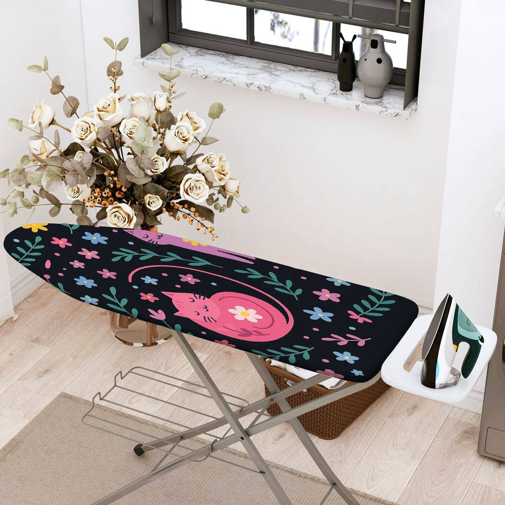 1-Piece Cat Floral Pattern  Ironing Board Cover, Universal Size, Without Board
