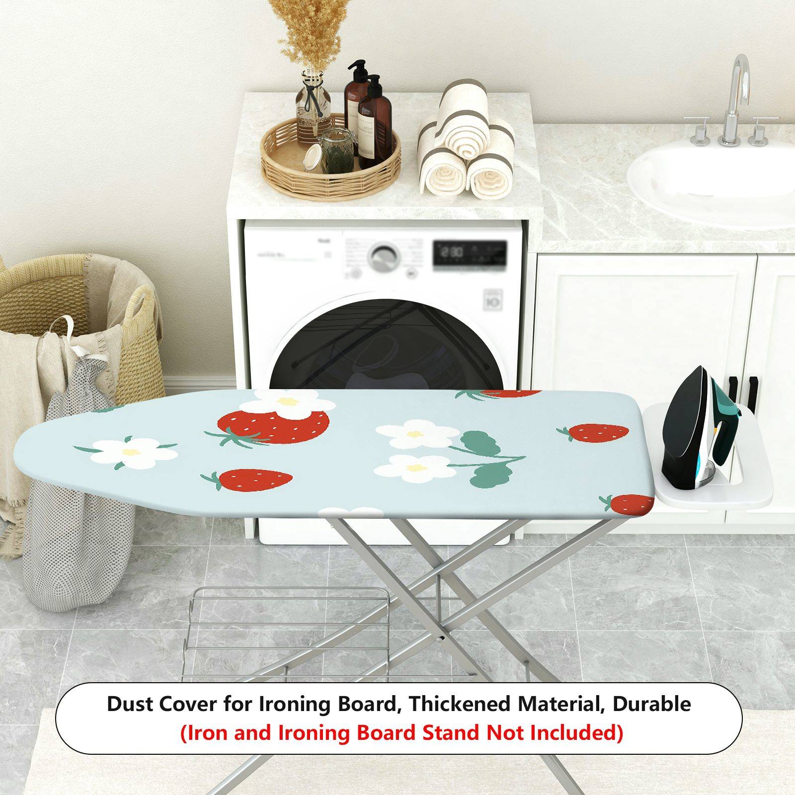 1-Piece Strawberry Flower Blue  Ironing Board Cover, Universal Size, Without Board
