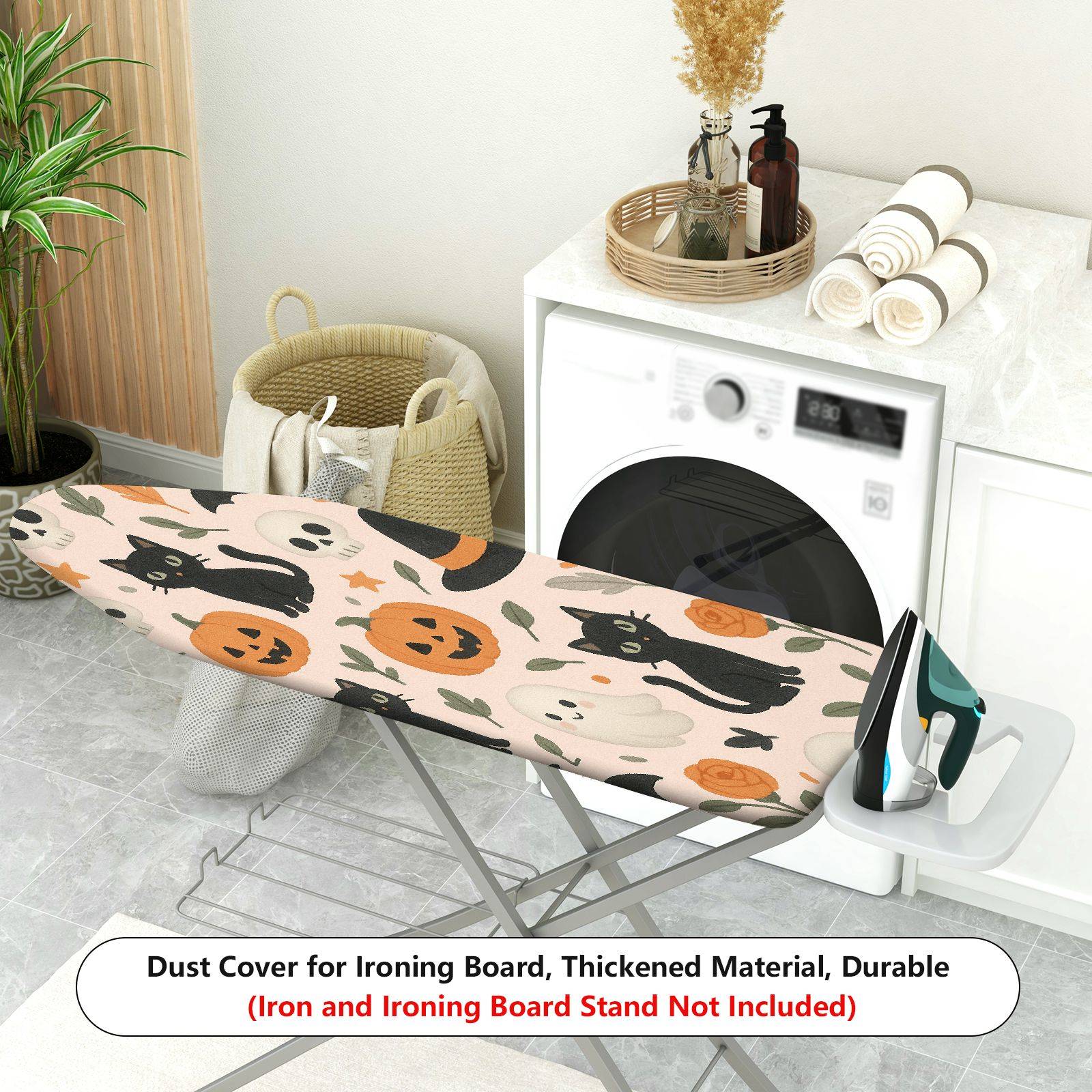 1-Piece Halloween Black Cat Pumpkin  Ironing Board Cover, Universal Size, Without Board