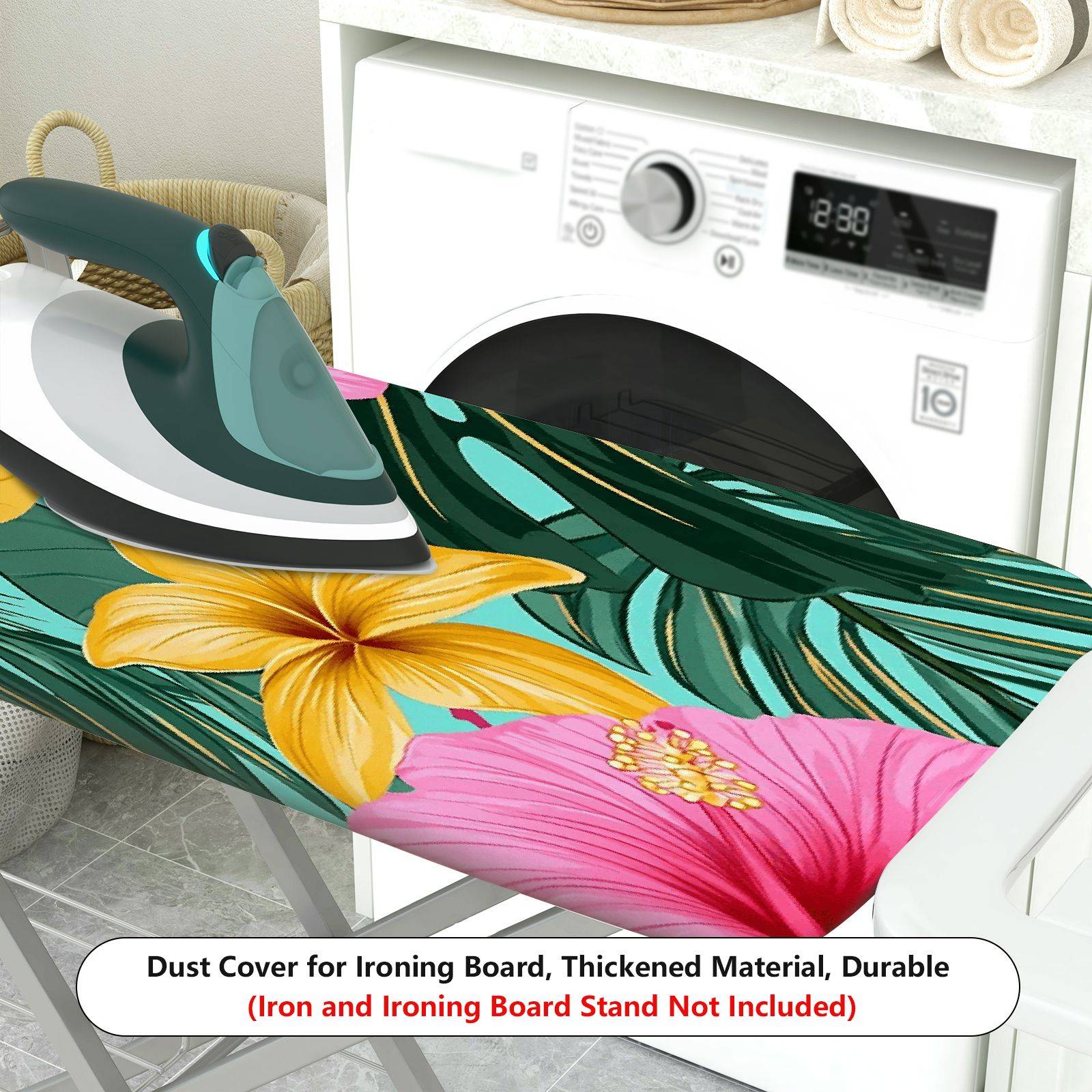 1-Piece Tropical Floral Leaf Deco  Ironing Board Cover, Universal Size, Without Board