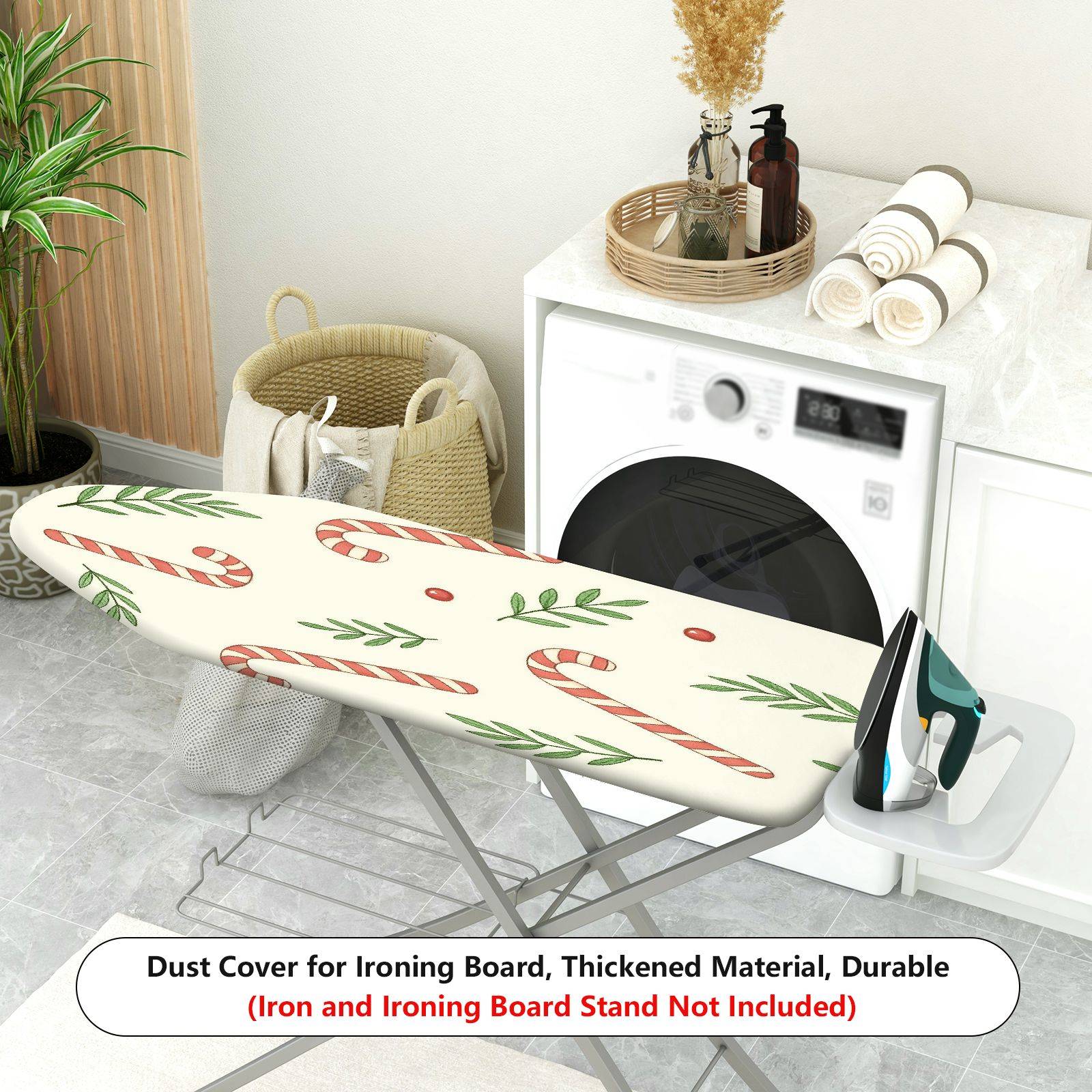 1-Piece Candy Cane Christmas Jolly  Ironing Board Cover, Universal Size, Without Board
