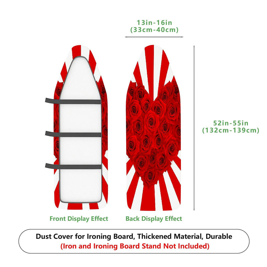 1-Piece Red Rose Striped Floral  Ironing Board Cover, Universal Size, Without Board