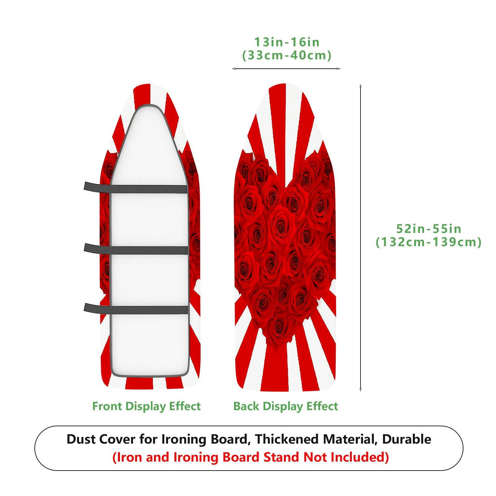 1-Piece Red Rose Striped Floral  Ironing Board Cover, Universal Size, Without Board