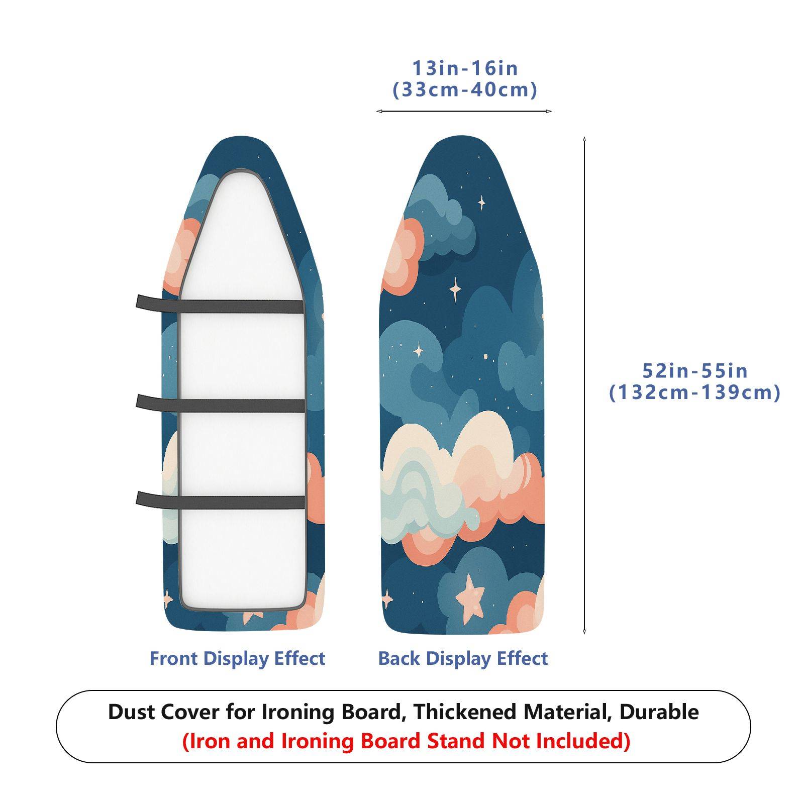 1-Piece Night sky Clouds Stars  Ironing Board Cover, Universal Size, Without Board