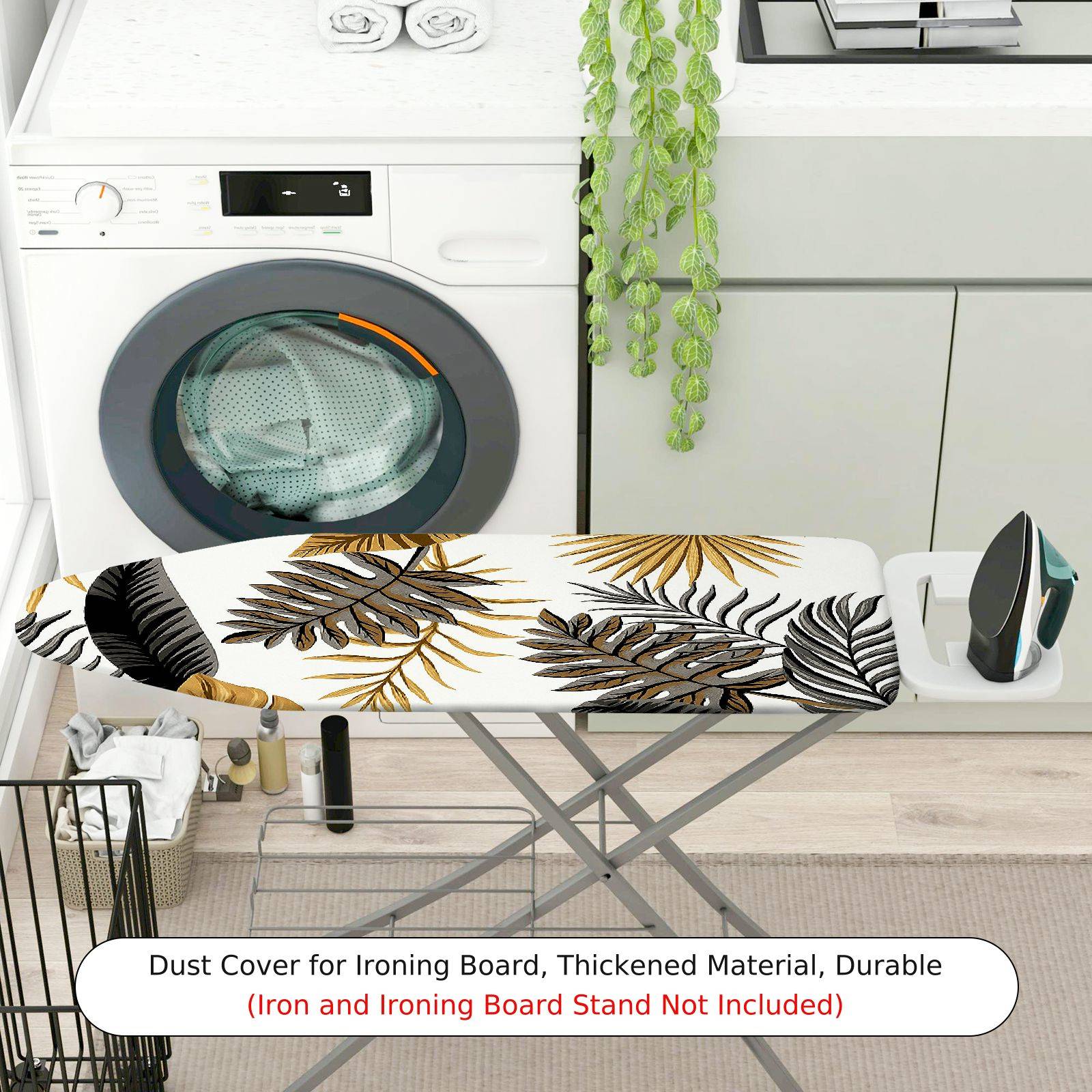 1-Piece Tropical Leaves Pattern Nature Brown  Ironing Board Cover, Universal Size, Without Board