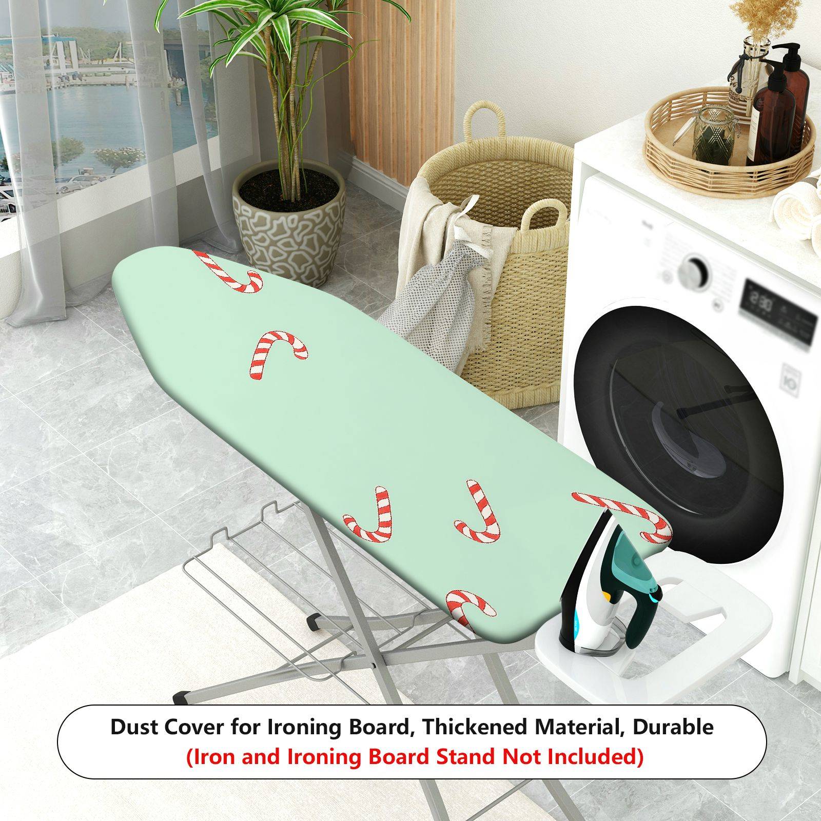 1-Piece Christmas Candy Cane Holiday  Ironing Board Cover, Universal Size, Without Board