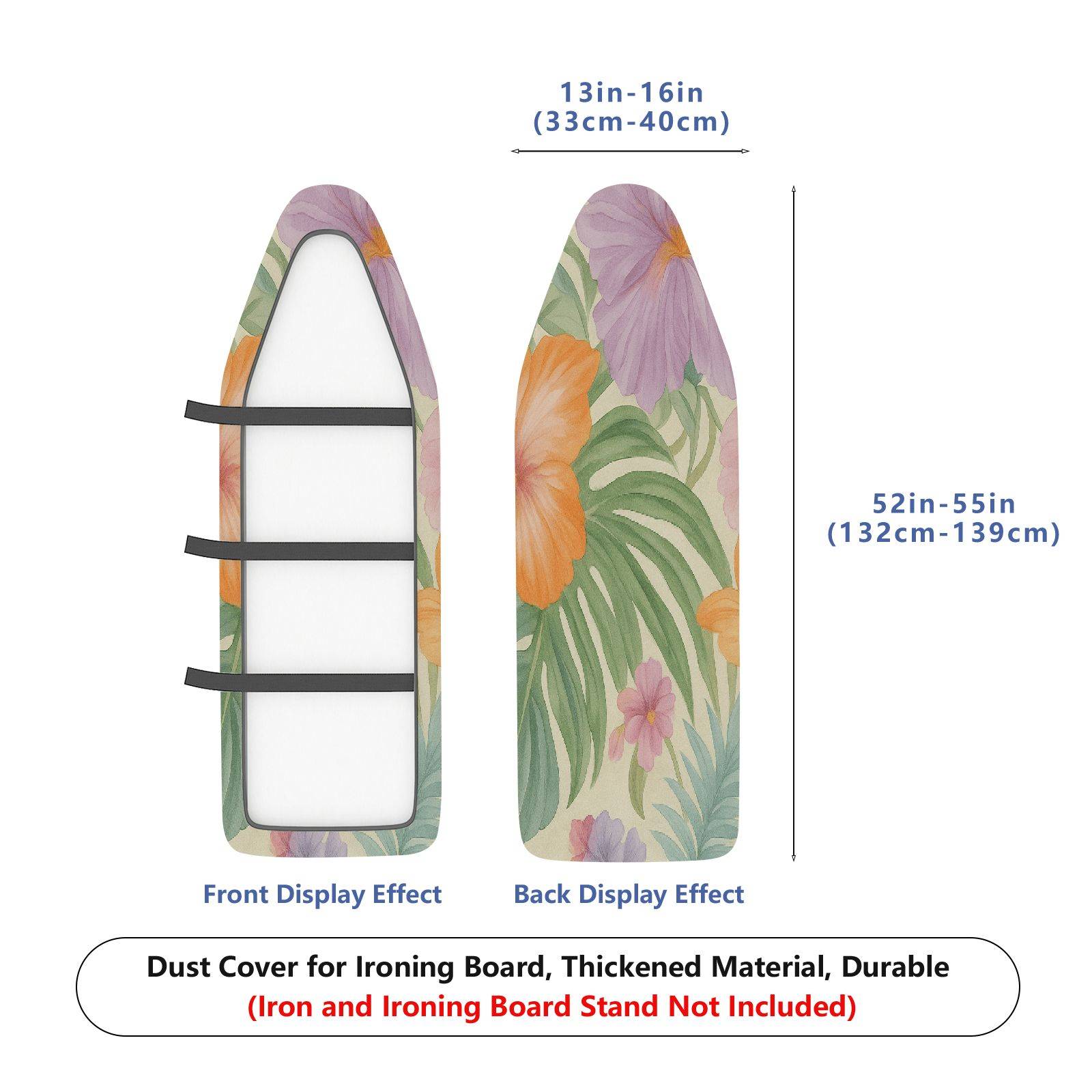 1-Piece Floral Tropical Vibrant  Ironing Board Cover, Universal Size, Without Board