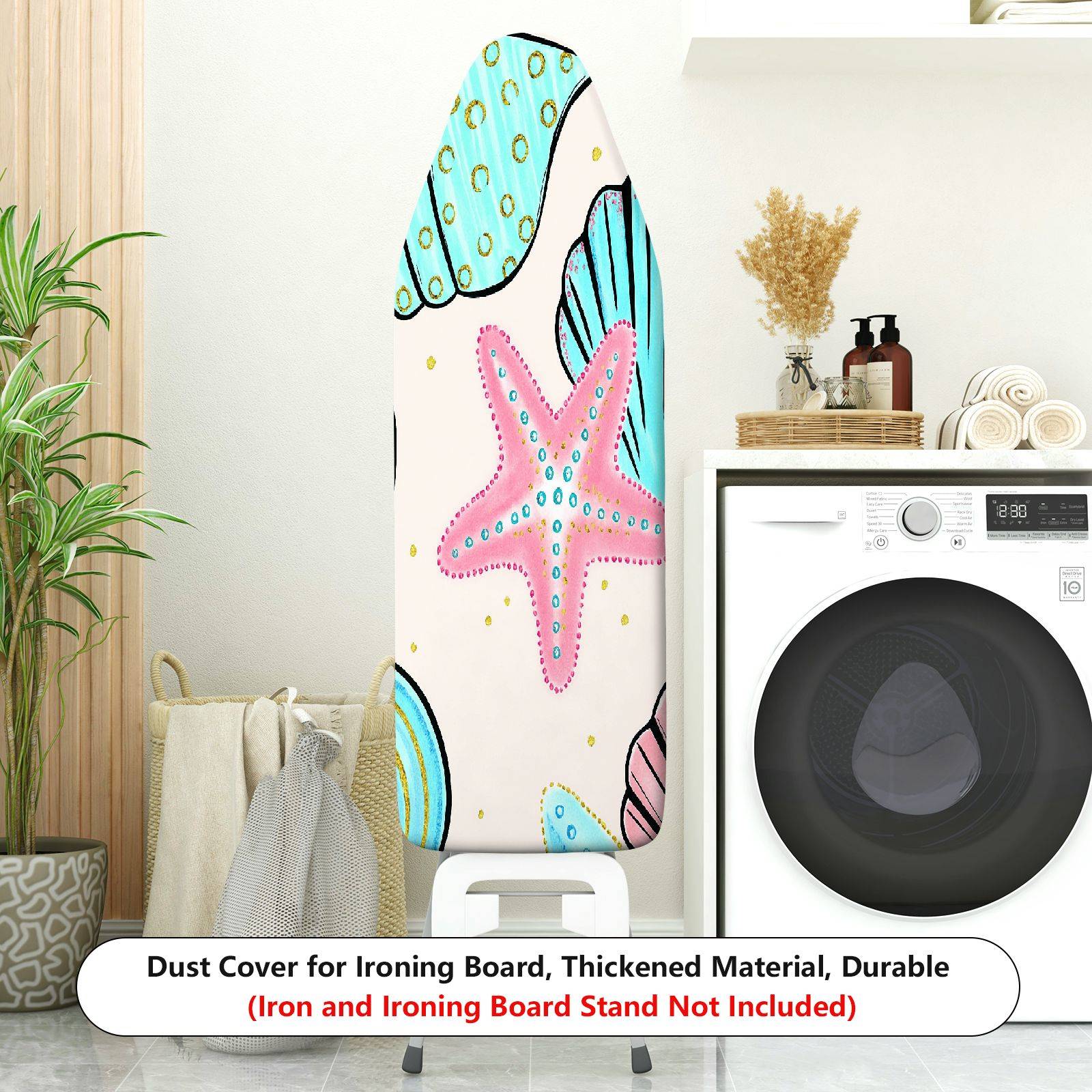 1-Piece Shell Starfish Ocean  Ironing Board Cover, Universal Size, Without Board