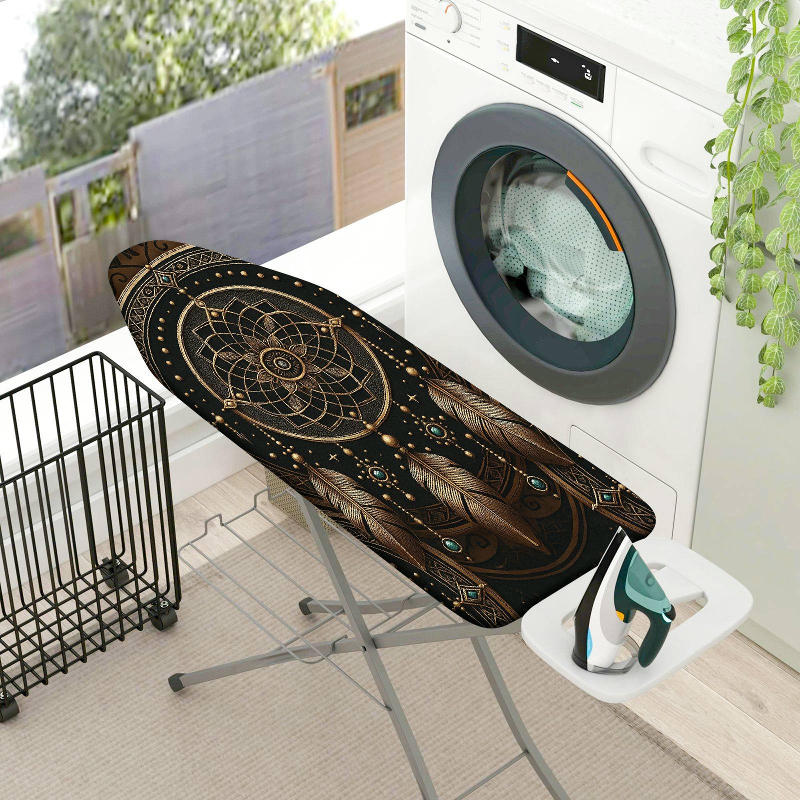 1-Piece Dreamcatcher Mandala Feather  Ironing Board Cover, Universal Size, Without Board