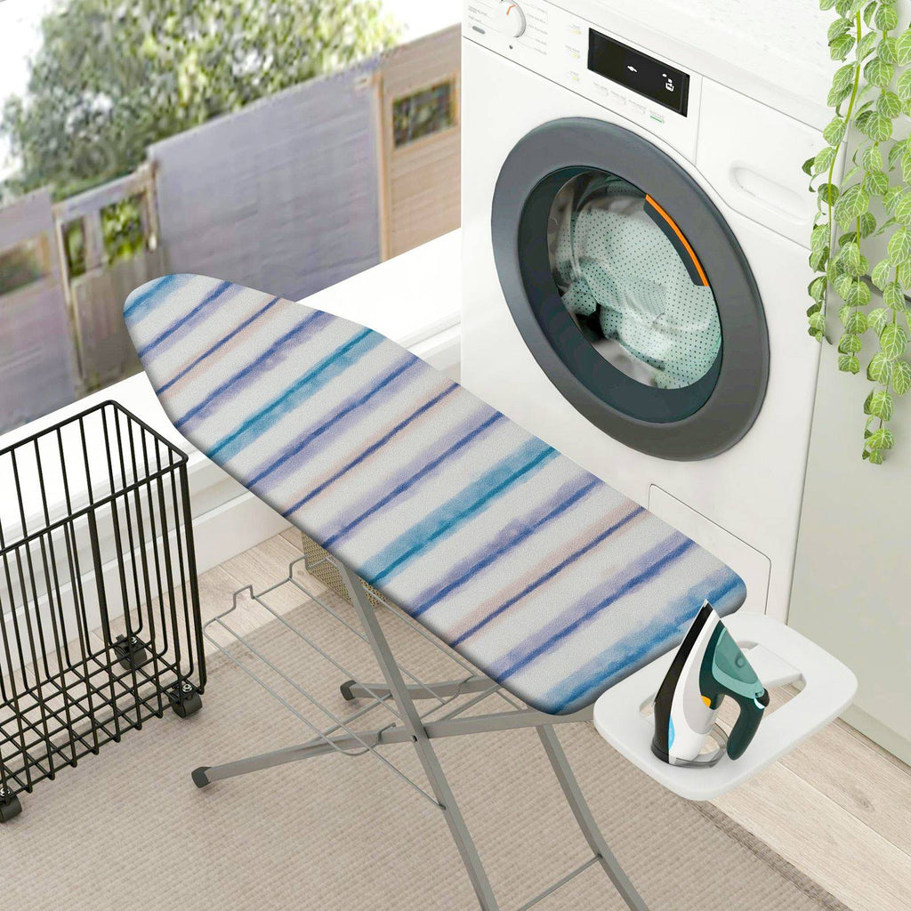 1-Piece Striped Pattern Blue White  Ironing Board Cover, Universal Size, Without Board