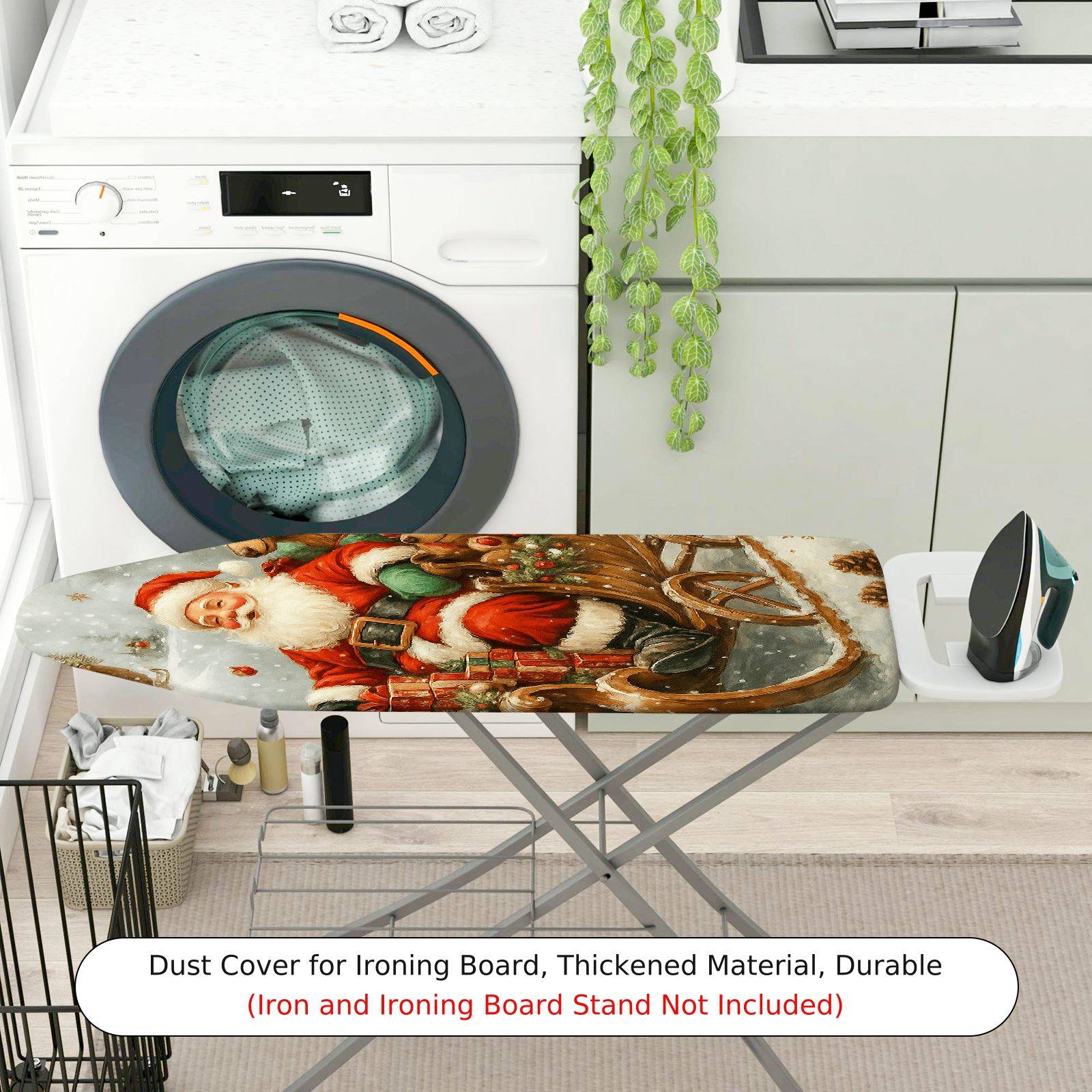 1-Piece Santa Claus Reindeer Sleigh  Ironing Board Cover, Universal Size, Without Board