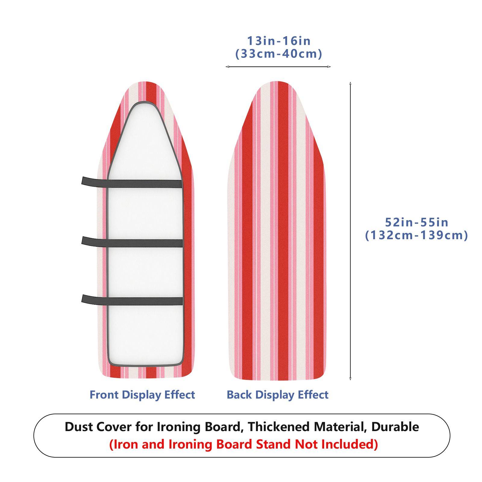 1-Piece Striped Red White Classic  Ironing Board Cover, Universal Size, Without Board