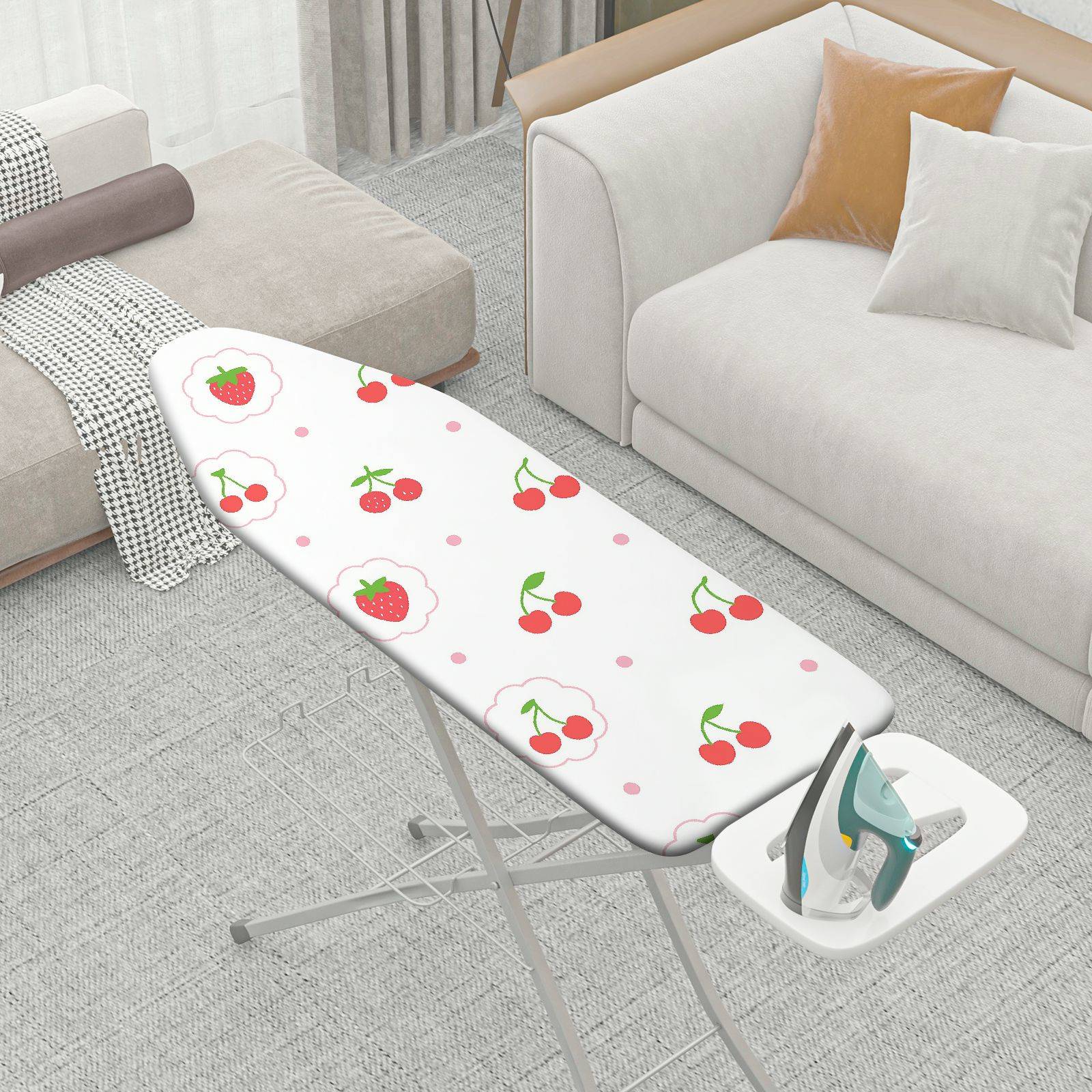 1-Piece Strawberry Cherry Polka Dot  Ironing Board Cover, Universal Size, Without Board