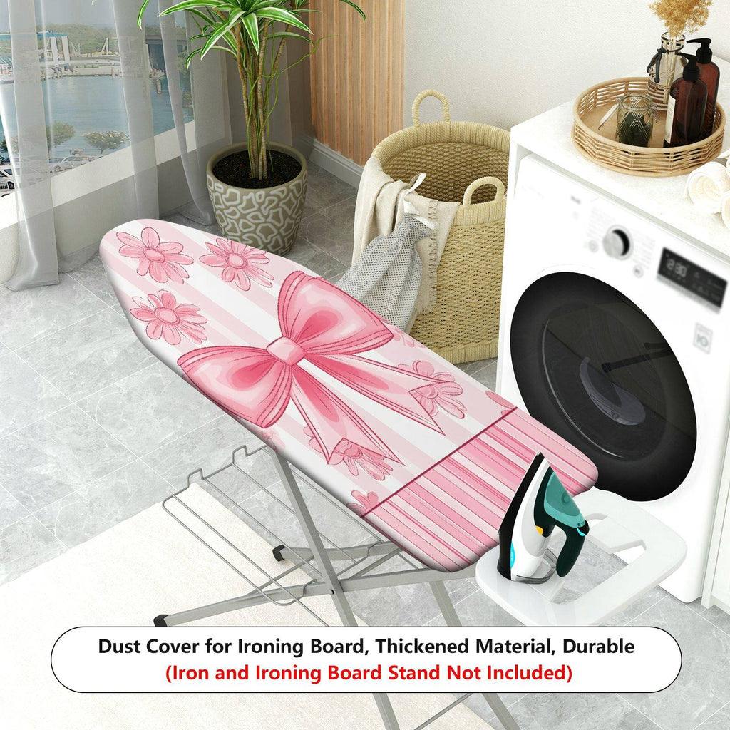 1-Piece Pink Bow Daisy Striped  Ironing Board Cover, Universal Size, Without Board