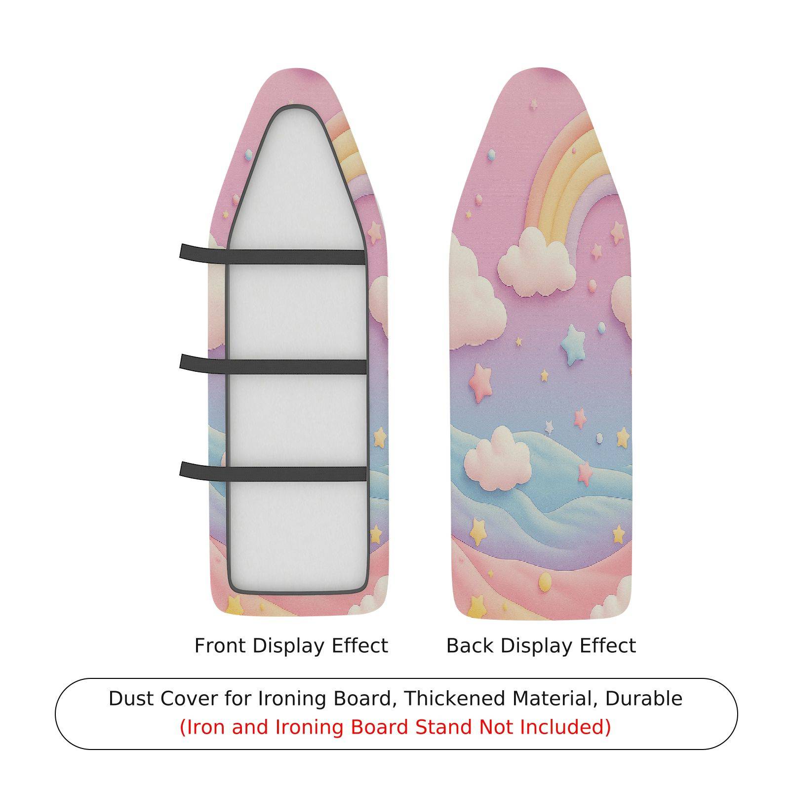 1-Piece Rainbow Clouds Stars  Ironing Board Cover, Universal Size, Without Board