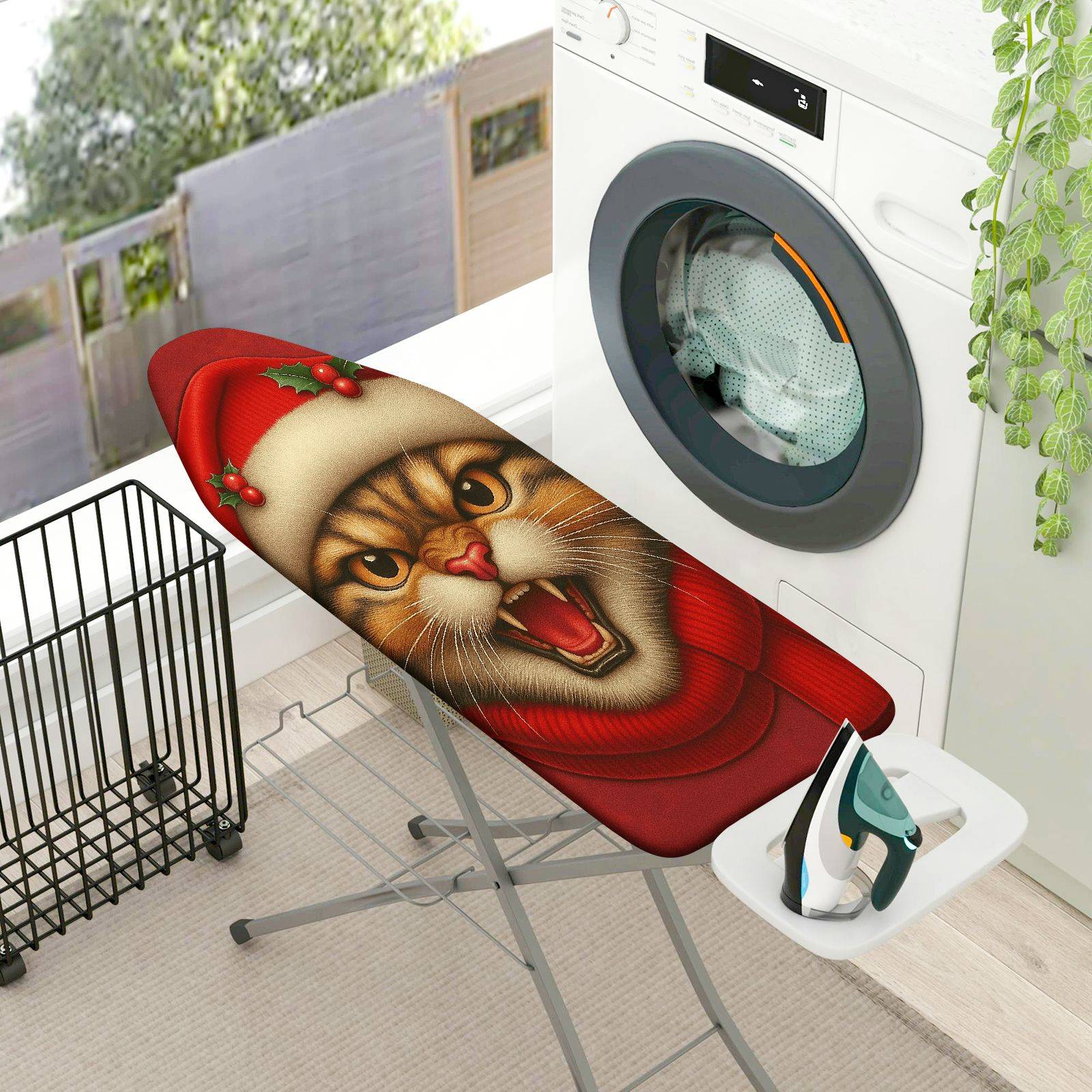 1-Piece Christmas Cat Festive  Ironing Board Cover, Universal Size, Without Board