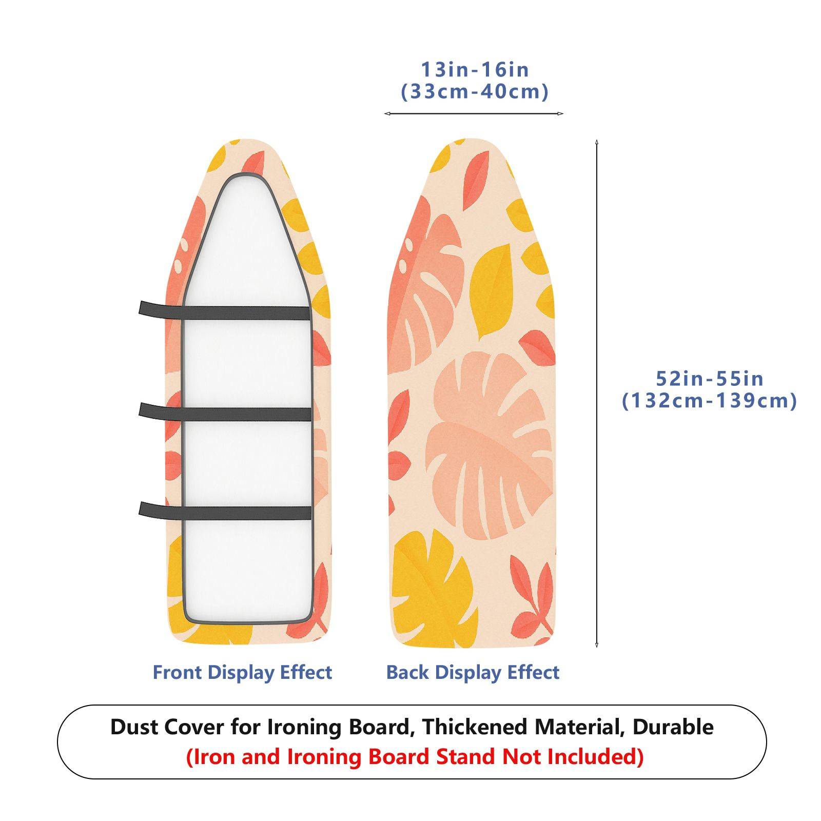 1-Piece Tropical Floral Leaf  Ironing Board Cover, Universal Size, Without Board