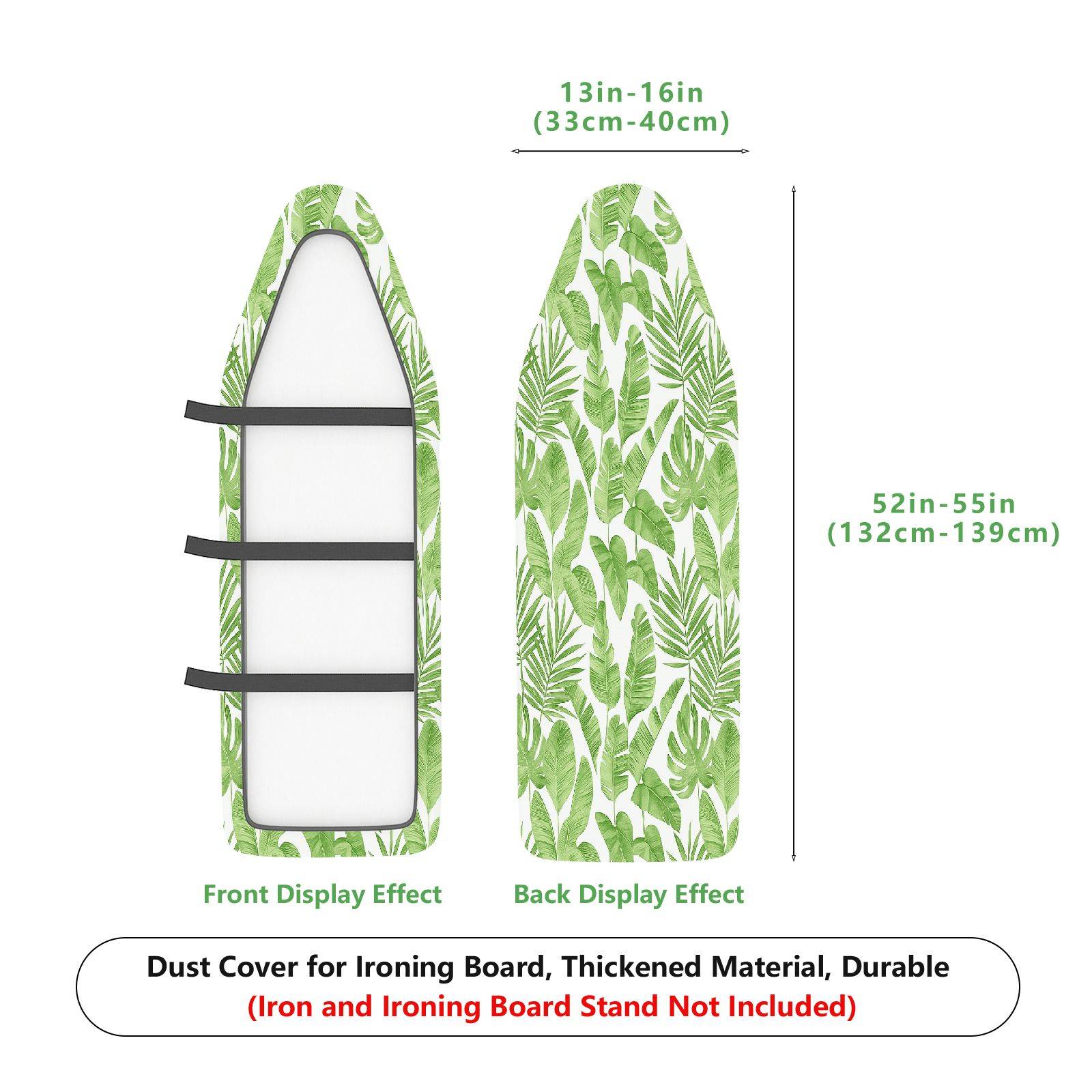 1-Piece Green Leaf Tropical Nature  Ironing Board Cover, Universal Size, Without Board