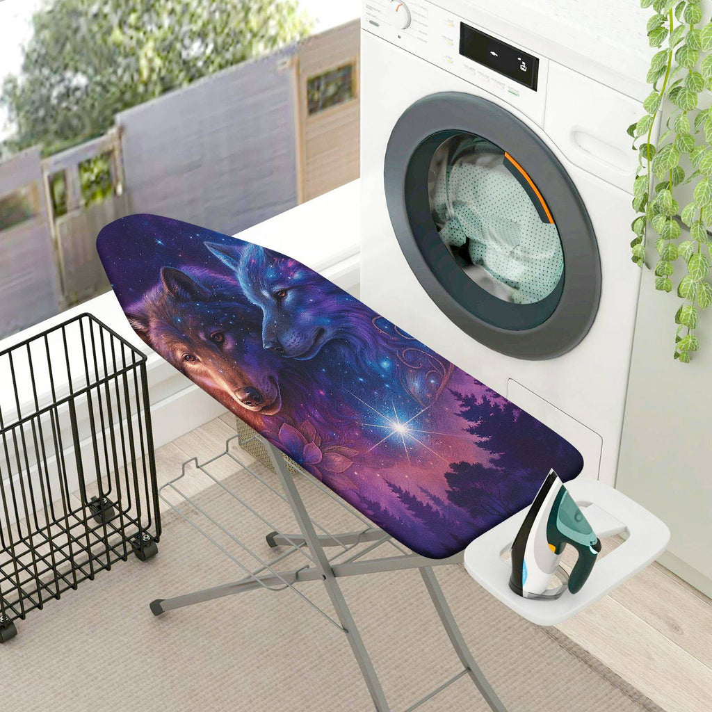 1-Piece Starry Wolf Universe Woodland  Ironing Board Cover, Universal Size, Without Board